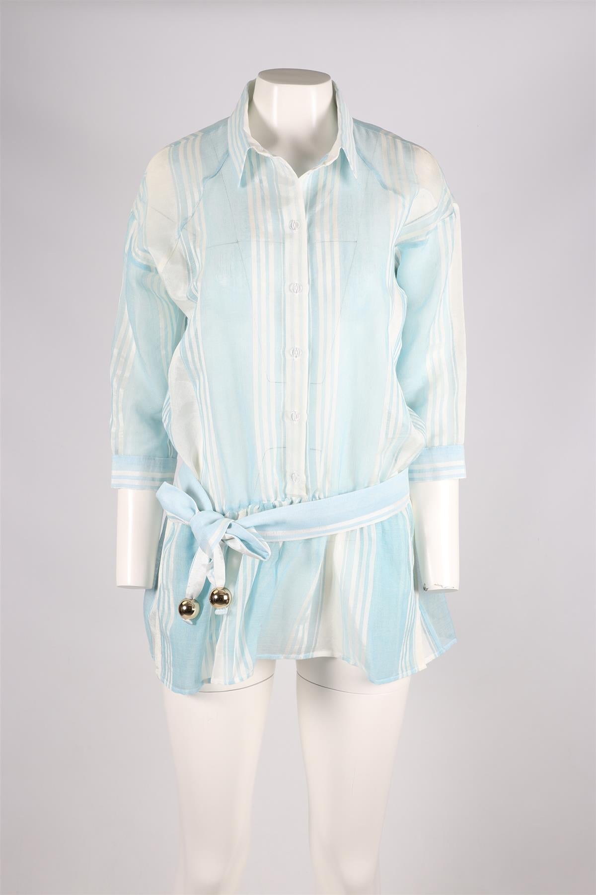 ADMONA BLUE AND WHITE WOOL BLEND PLAYSUIT LARGE