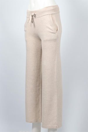 EBERJEY BEIGE COTTON WIDE LEG PANTS XSMALL