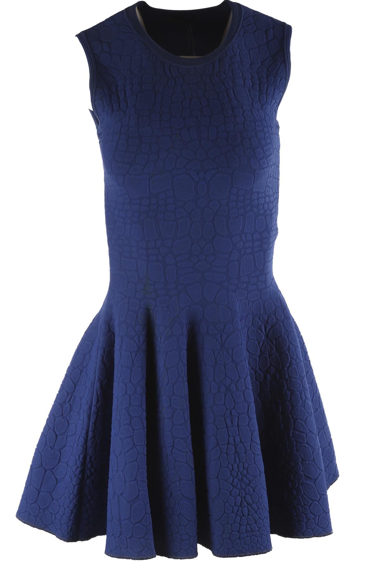 ALEXANDER MCQUEEN BLUE KNIT MINI DRESS LARGE
