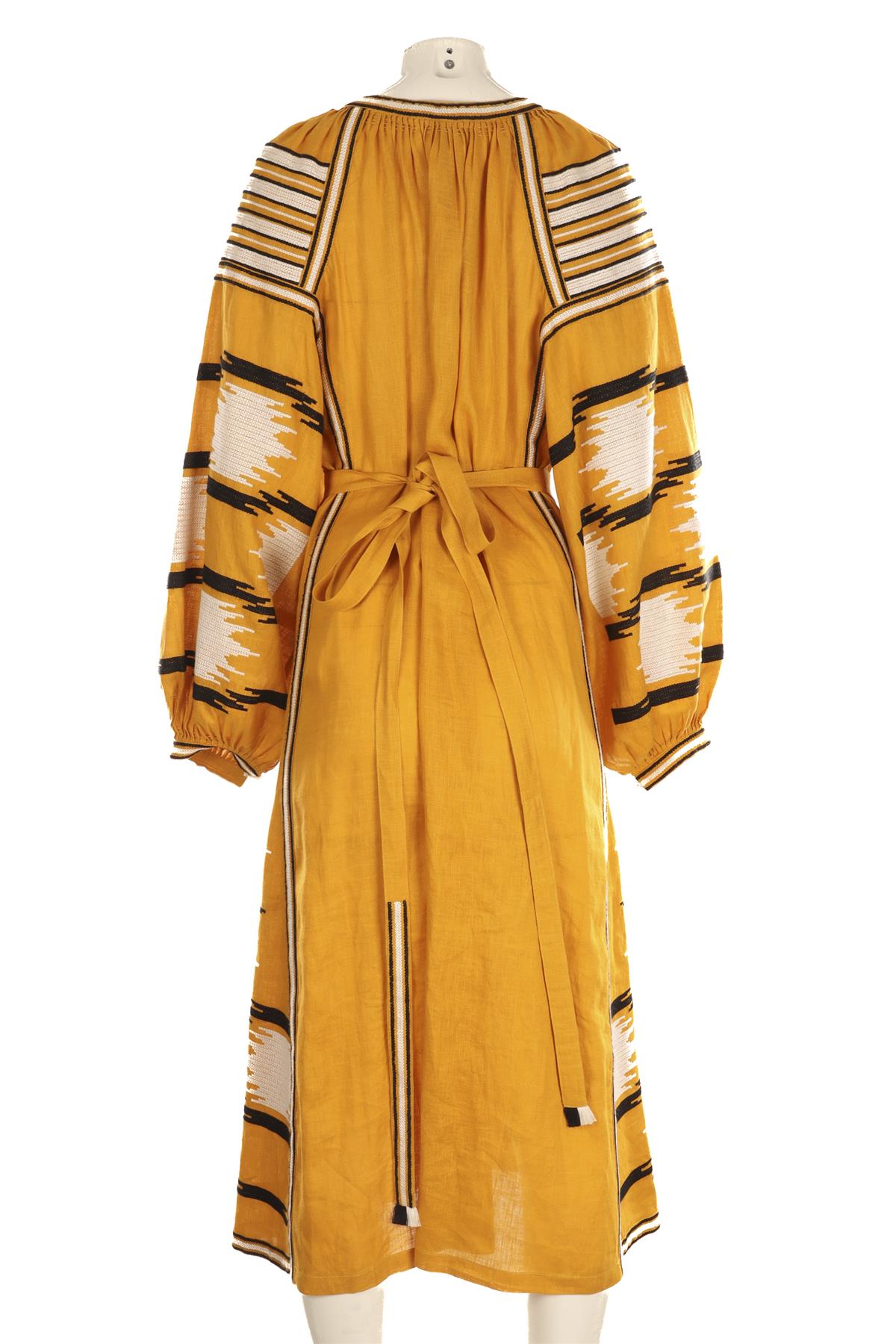 VITA KIN YELLOW LINEN MAXI DRESS SMALL