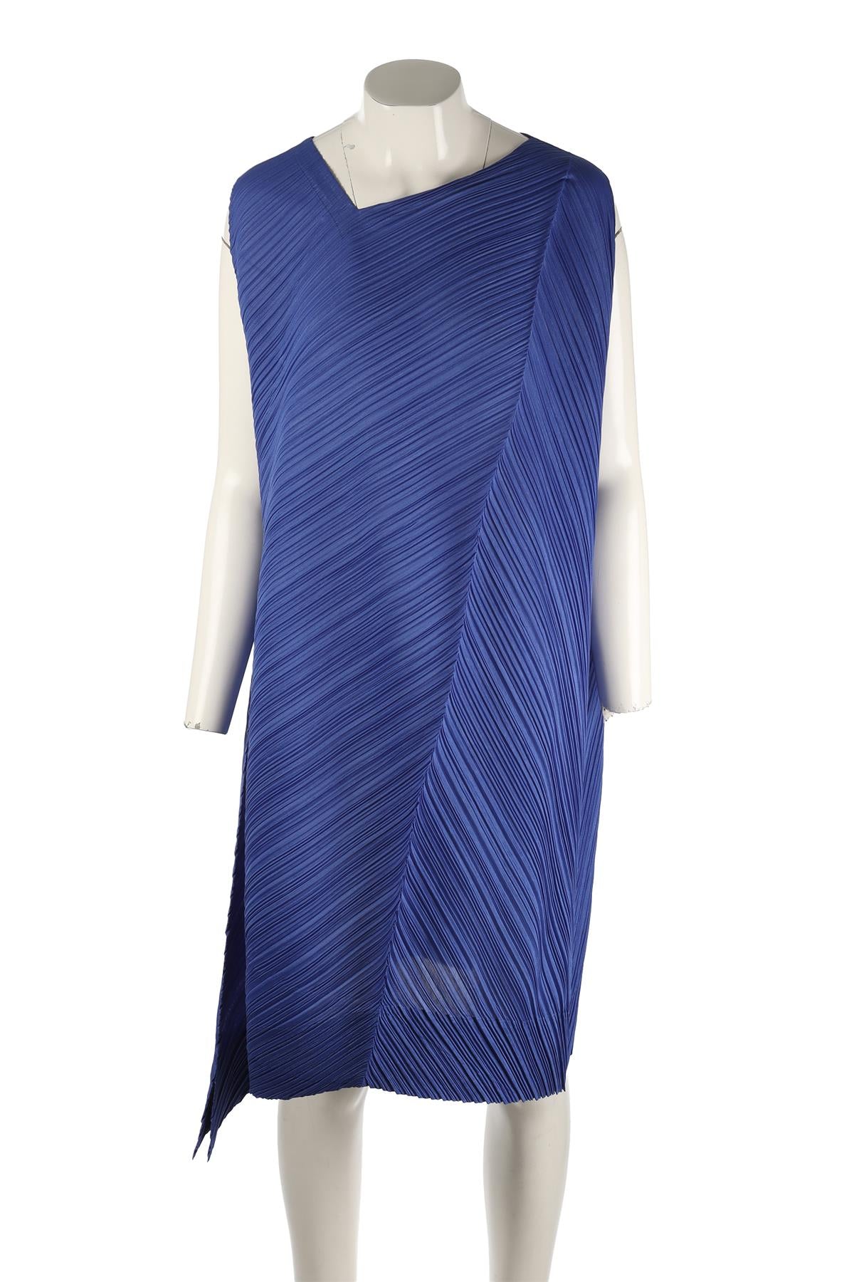 PLEATS PLEASE ISSEY MIYAKE BLUE MIDI DRESS JP 5 UK 12