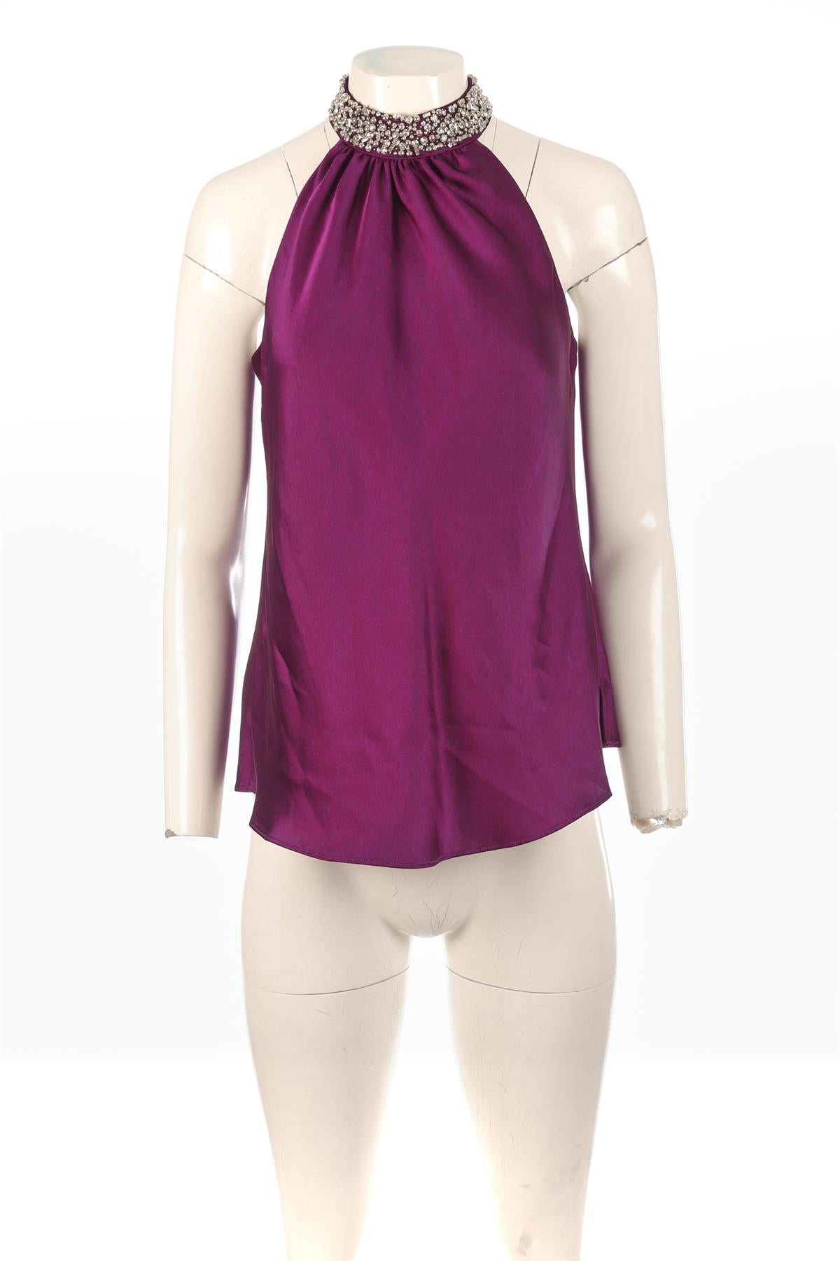 SIMKHAI PURPLE SATIN TOP XSMALL