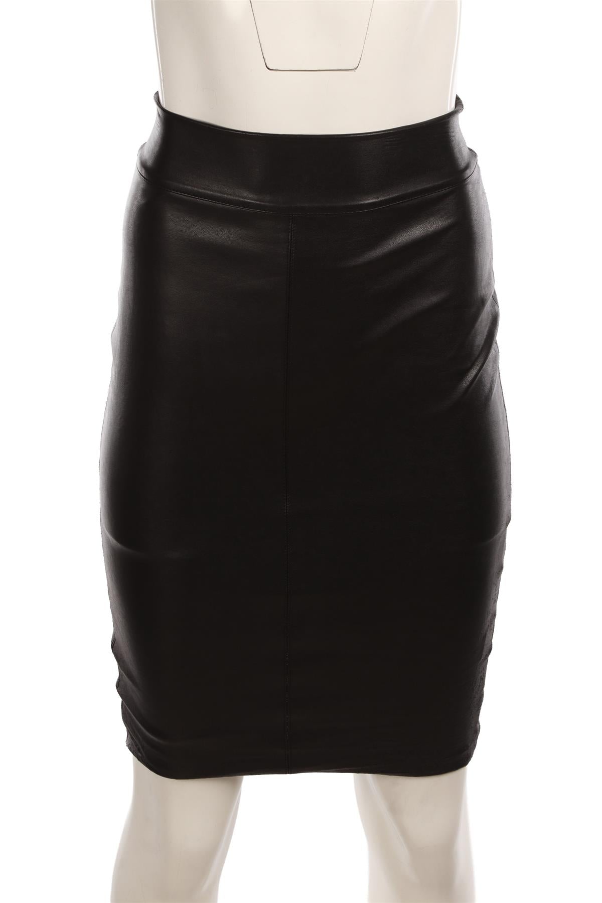 BAILEY 44 BLACK FAUX LEATHER MIDI SKIRT XSMALL