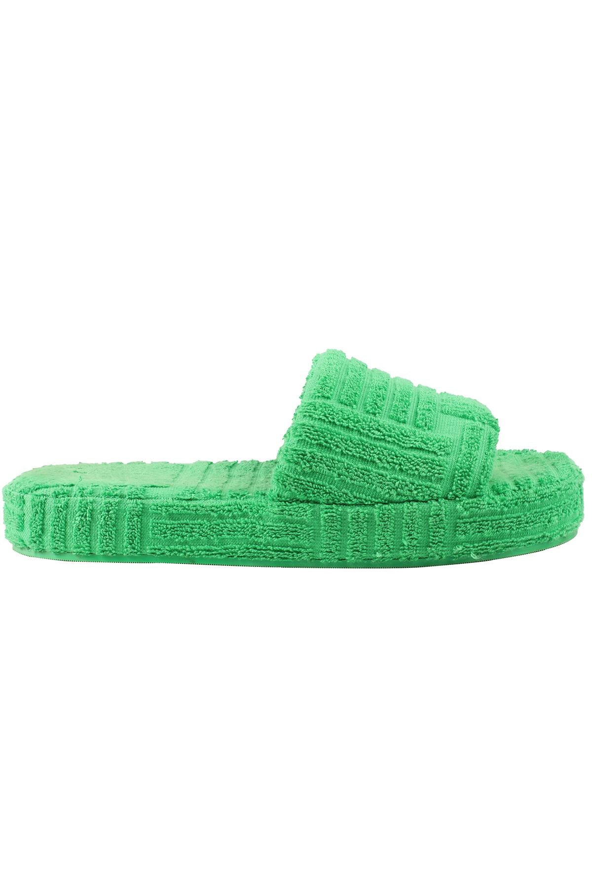 BOTTEGA VENETA GREEN TERRY SLIDES EU 40 UK 7 US 10