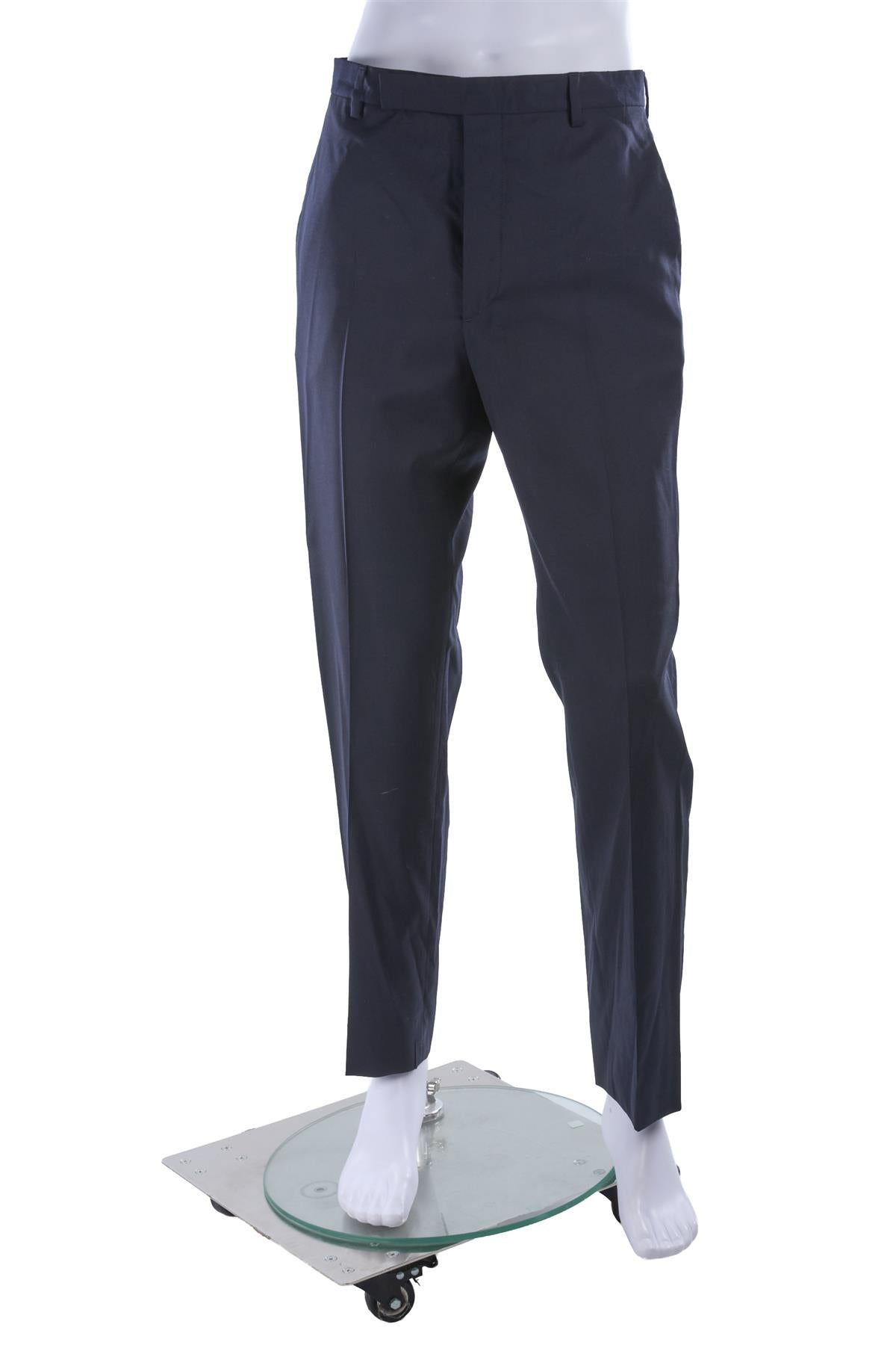 NAVY MEN'S WOOL STRAIGHT LEG PANTS