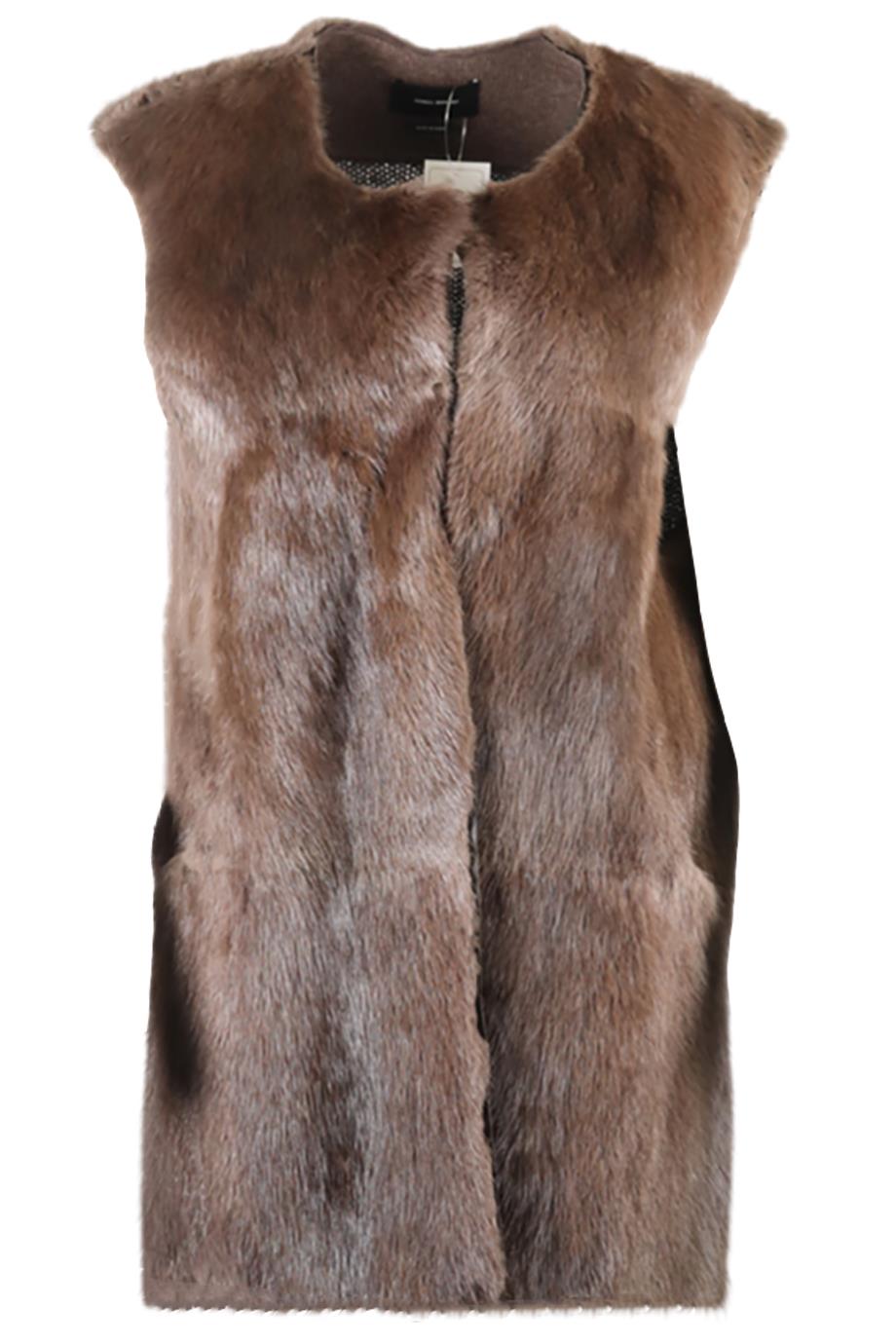 ISABEL MARANT FUR AND WOOL BLEND GILET FR 38 UK 10