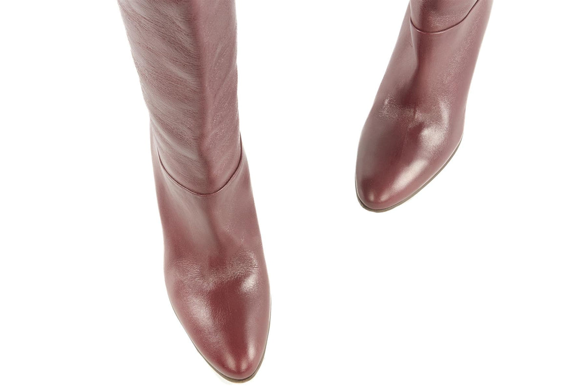 CHLOÉ BURGUNDY LEATHER OVER THE KNEE BOOTS EU 39 UK 6 US 9