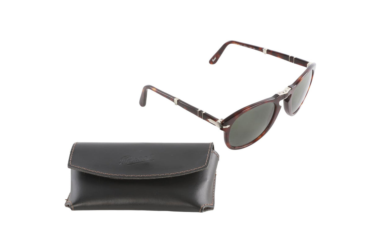 PERSOL BROWN PILOT STYLE ACETATE SUNGLASSES