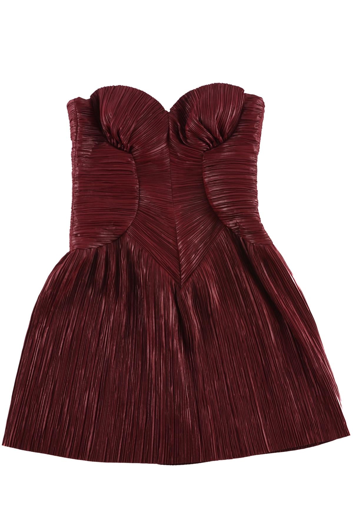 CULT GAIA BURGUNDY SATIN MINI DRESS US 0 UK 4