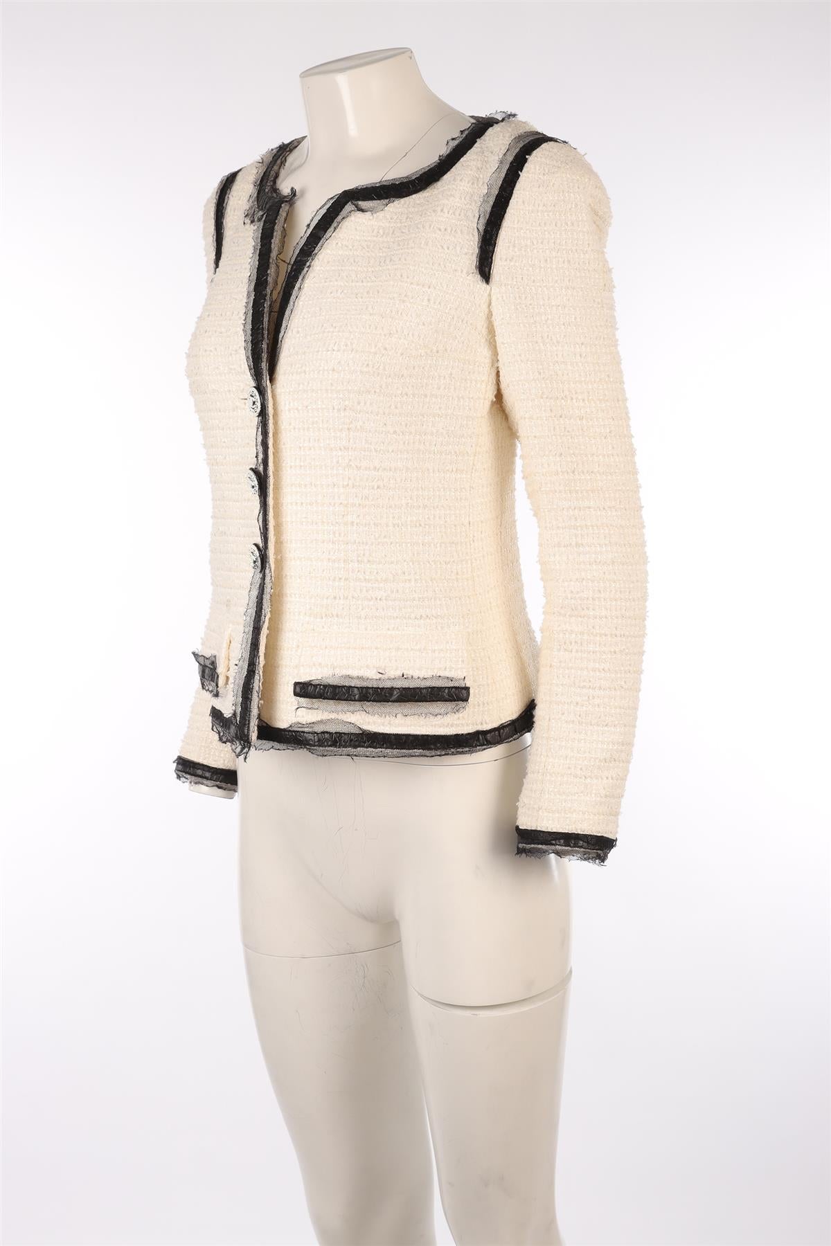 CHANEL IVORY 2009 COTTON JACKET FR 40 UK 12
