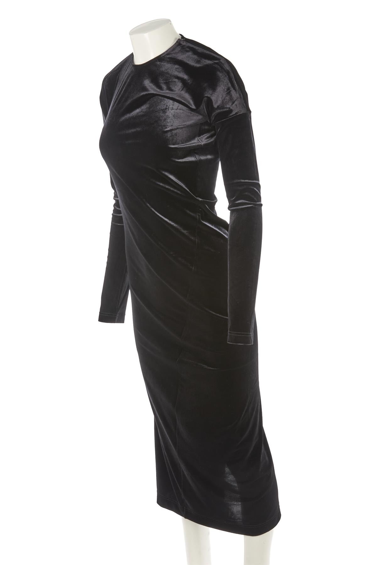 TOTEME BLACK VELVET MIDI DRESS MEDIUM