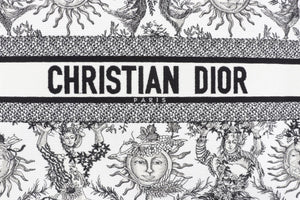 CHRISTIAN DIOR WHITE BOOK LARGE TOILE DE JOUY SOLEIL CANVAS TOTE BAG