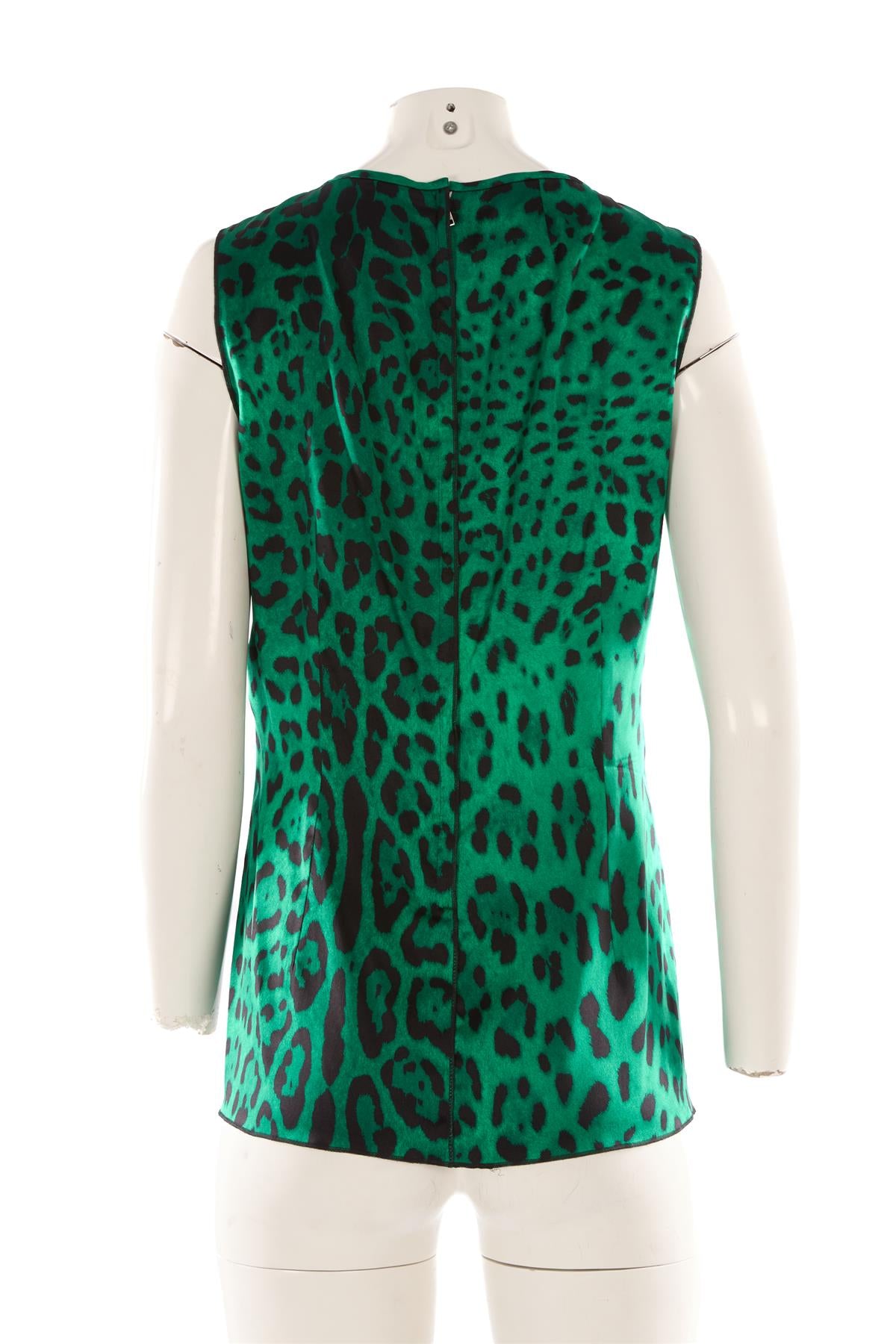 DOLCE & GABBANA GREEN SILK TOP IT 46