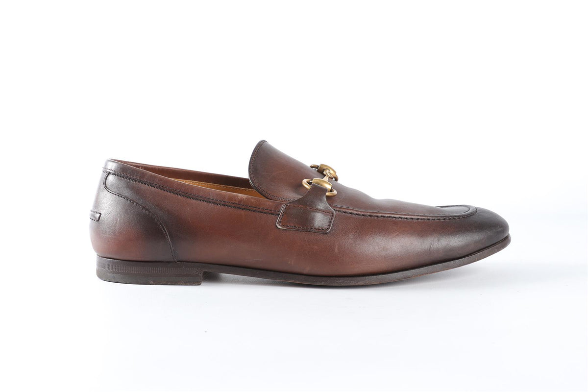 GUCCI BROWN MEN'S JORDAAN LEATHER LOAFERS UK 7 EU 41 US 8