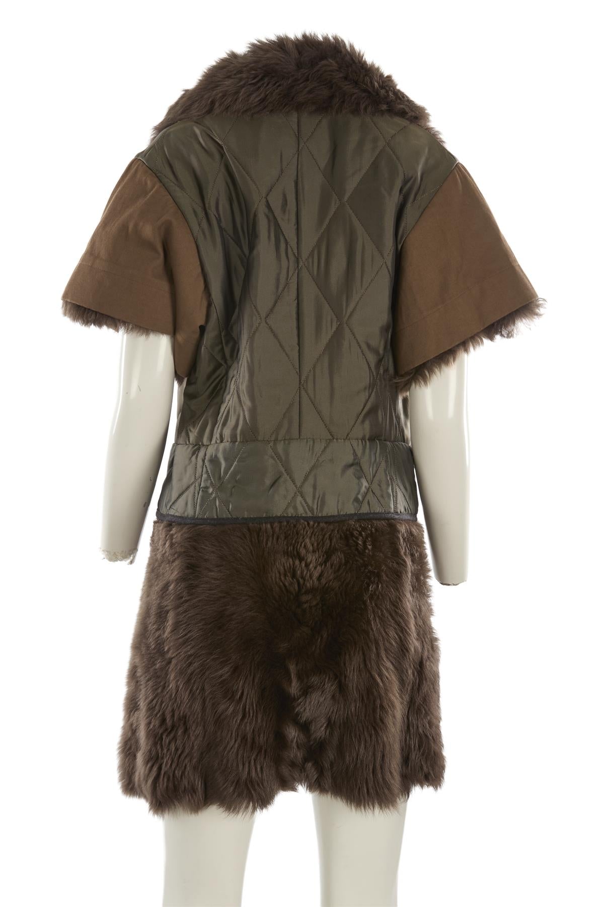MARNI BROWN 2010 SHEARLING AND COTTON COAT IT 40 UK 8