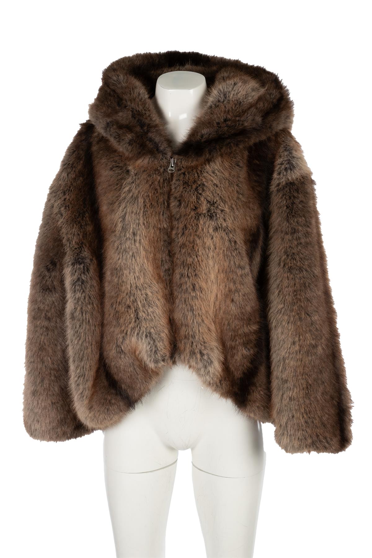 MEOTINE BROWN WILMA FAUX FUR JACKET SMALL - MEDIUM