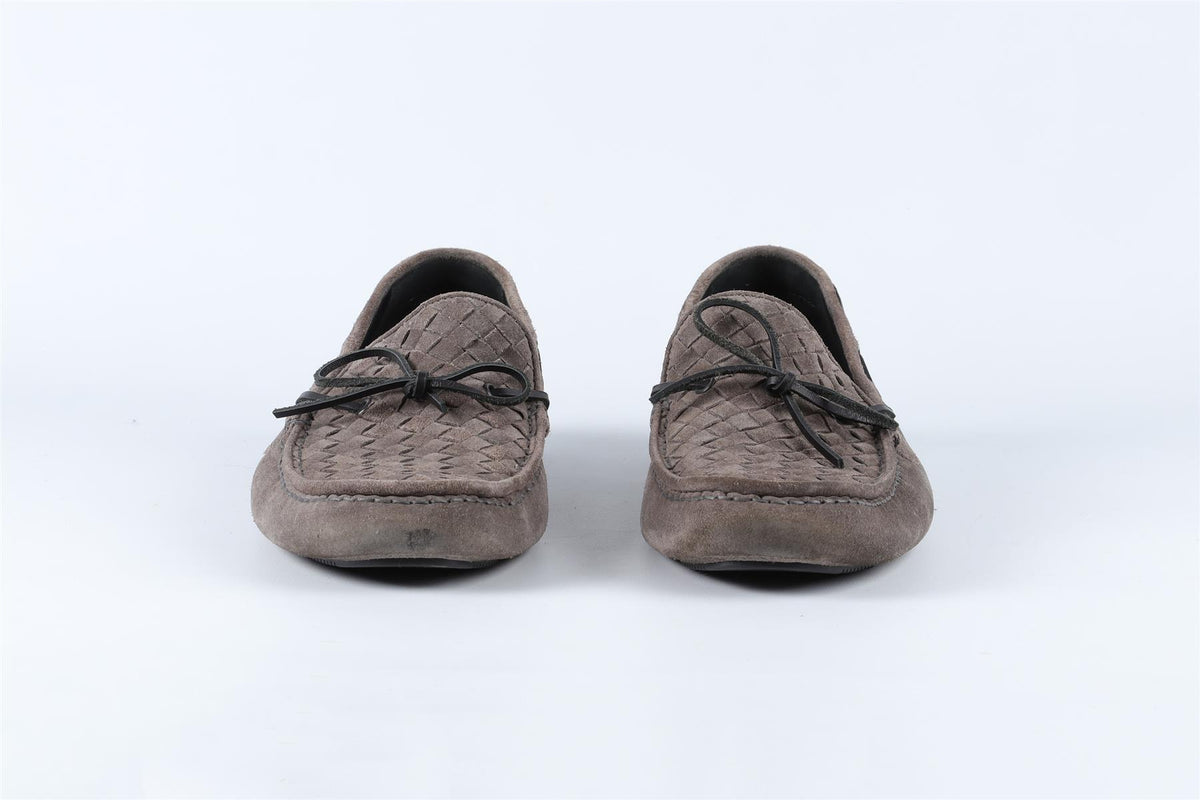 BOTTEGA VENETA GREY MEN'S INTRECCIATO SUEDE LOAFERS EU 43 UK 9 US 10
