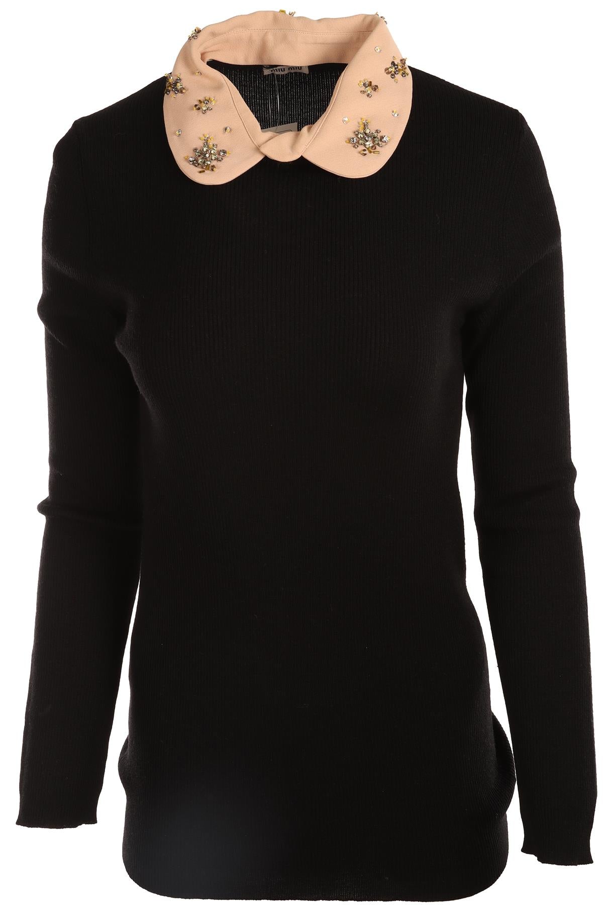 MIU MIU BLACK KNIT SWEATER IT 46 UK 14