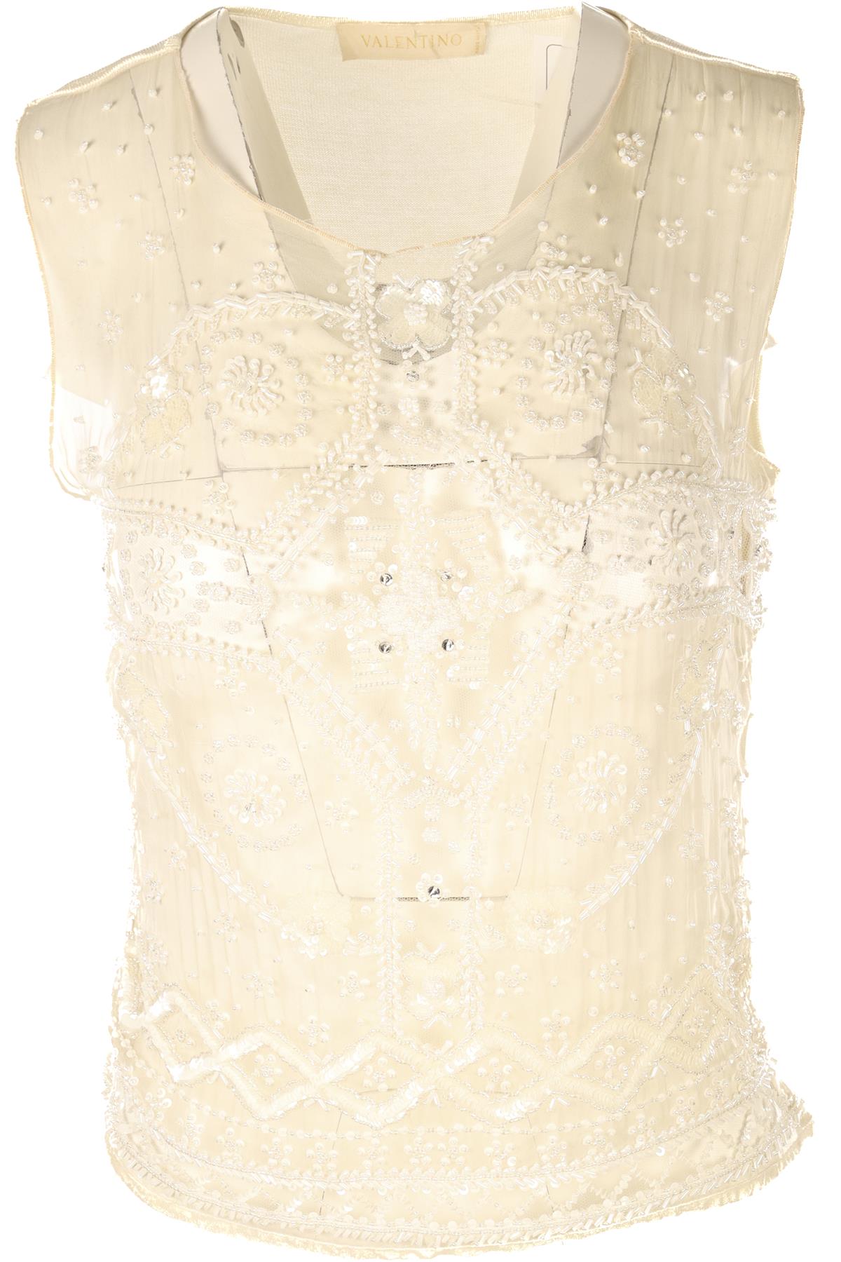 VALENTINO CREAM VINTAGE WOOL TOP MEDIUM