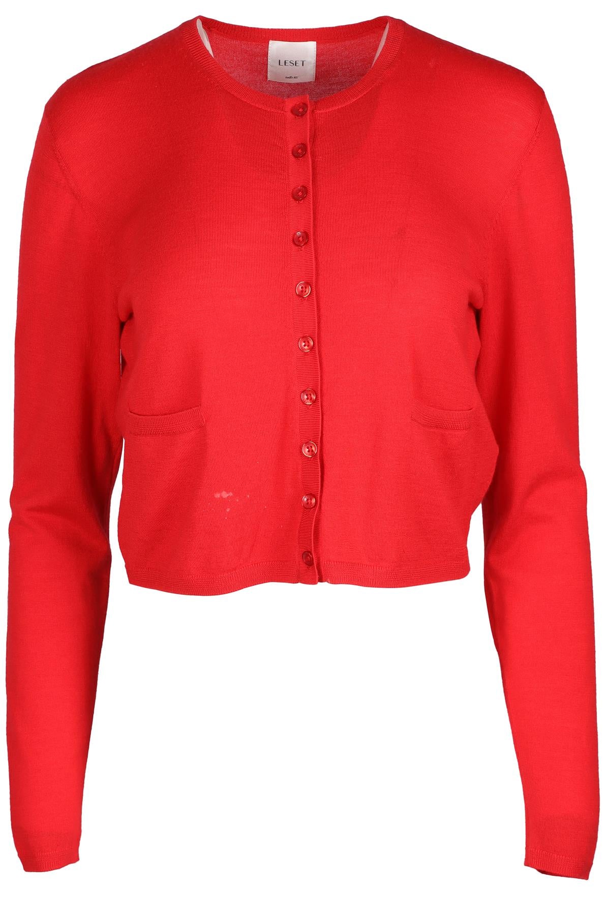 LESET RED WOOL CARDIGAN XSMALL