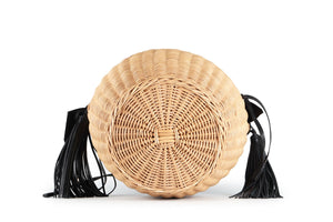 SAINT LAURENT BLACK WICKER BASKET BAG