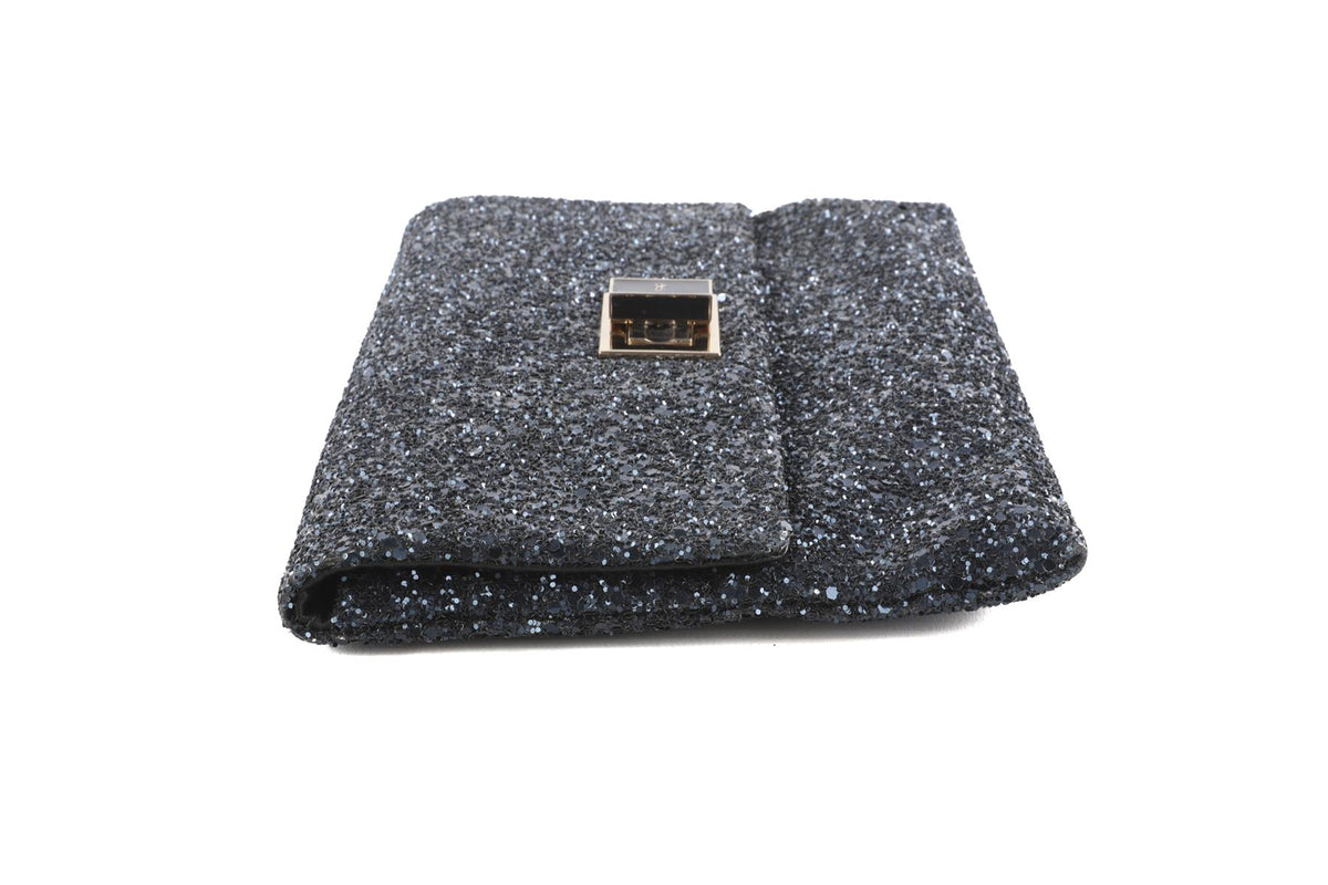 ANYA HINDMARCH NAVY GLITTER CLUTCH