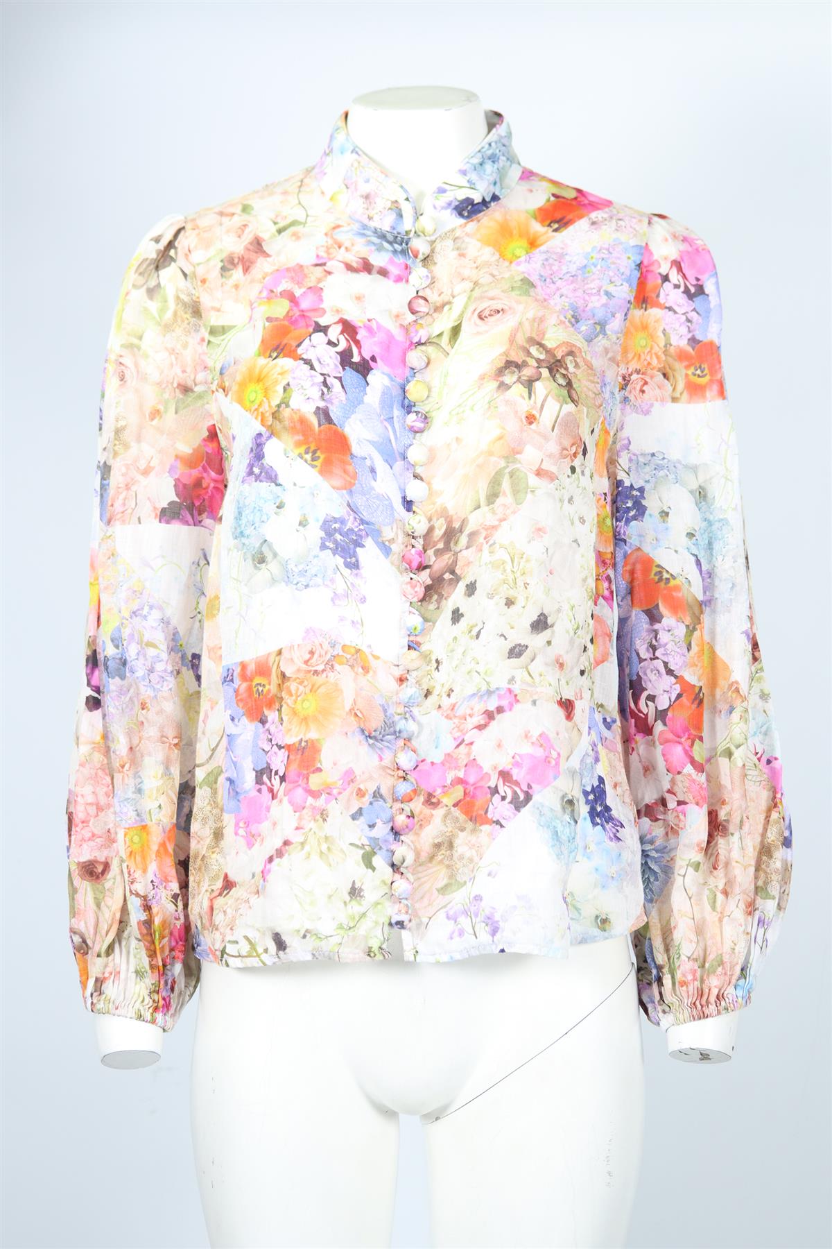 ZIMMERMANN FLORAL PRINT LINEN SHIRT UK 14