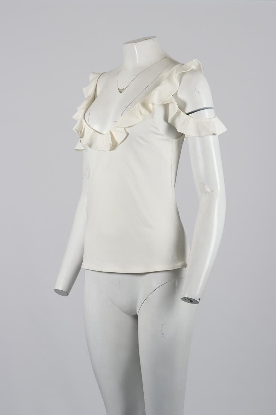 CUSHNIE ET OCHS RUFFLED CREPE TOP US 2 UK 6
