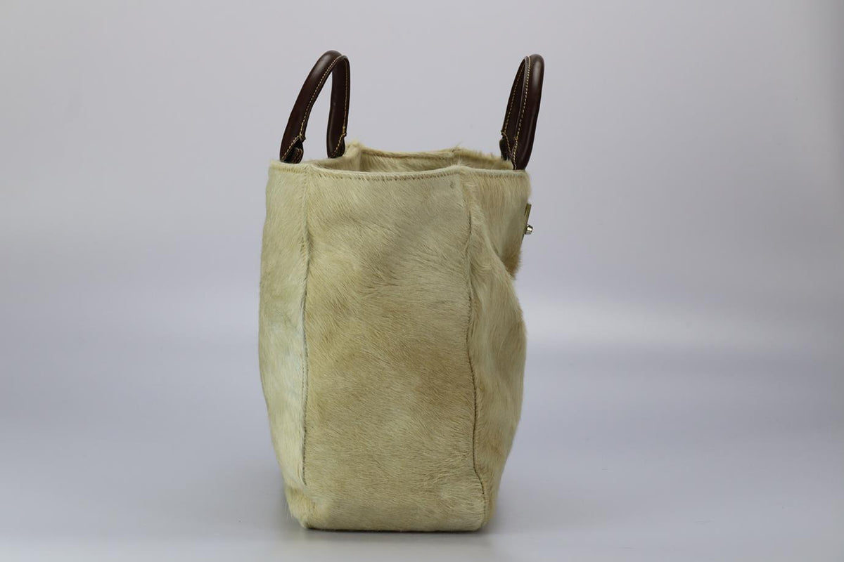 NICOLE DE RIVALS CALF HAIR AND LEATHER TOTE BAG