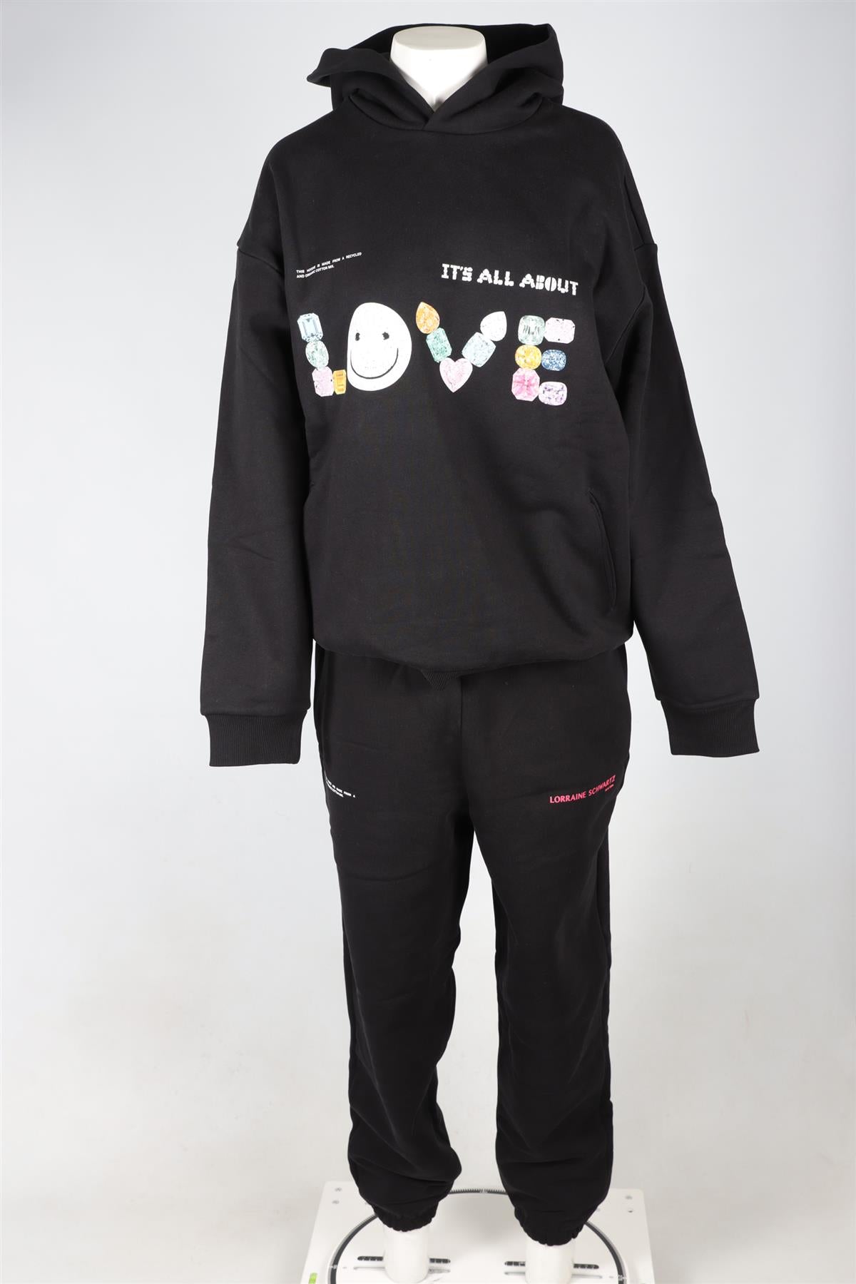 PANGAIA + LORRAINE SCHWARTZ BLACK COTTON TRACKSUIT LARGE