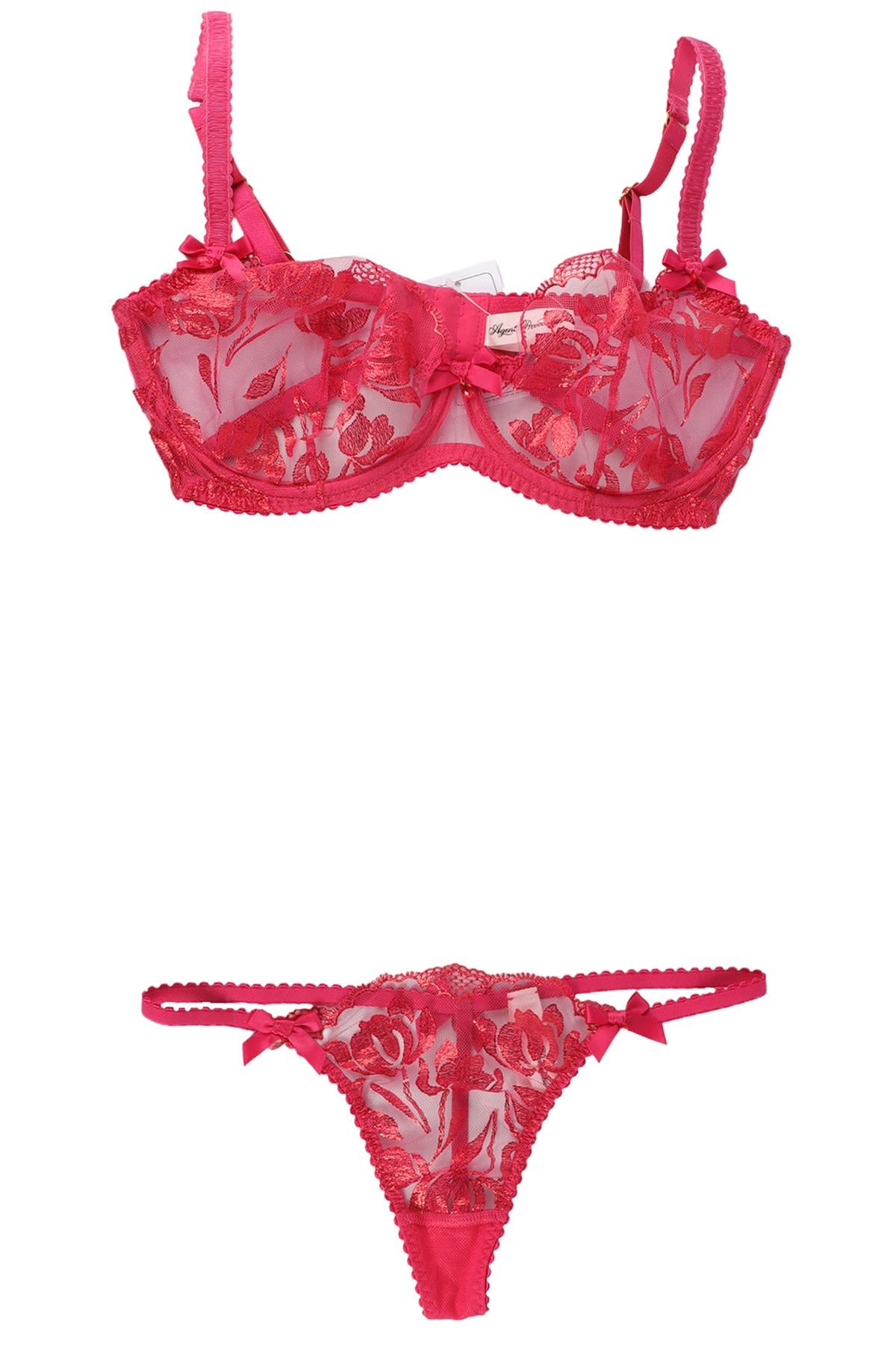 AGENT PROVOCATEUR PINK BRA AND THONG SET UK 34 DD/2