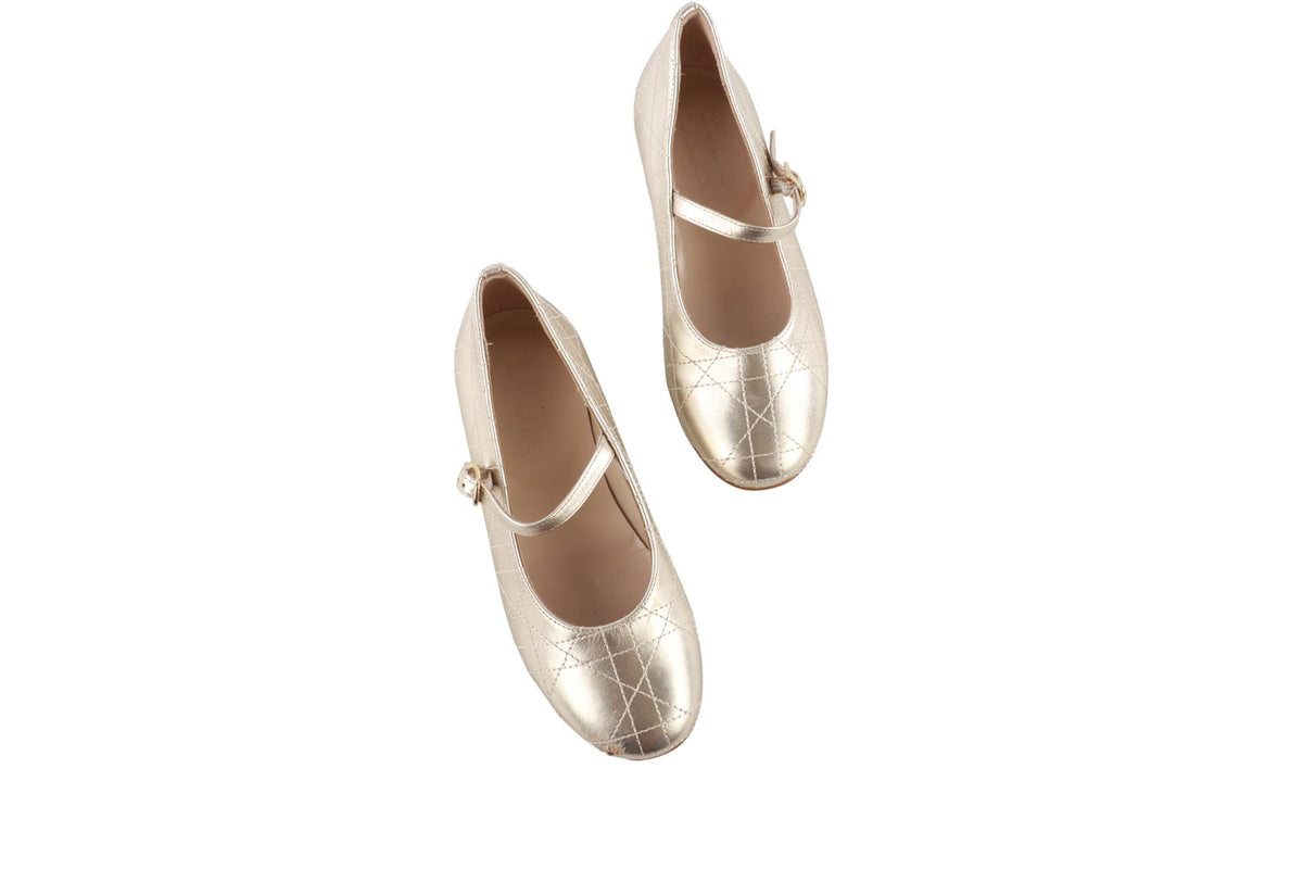 CHRISTIAN DIOR GOLD KIDS GIRLS BALLET FLATS EU 29 UK 11 US 12