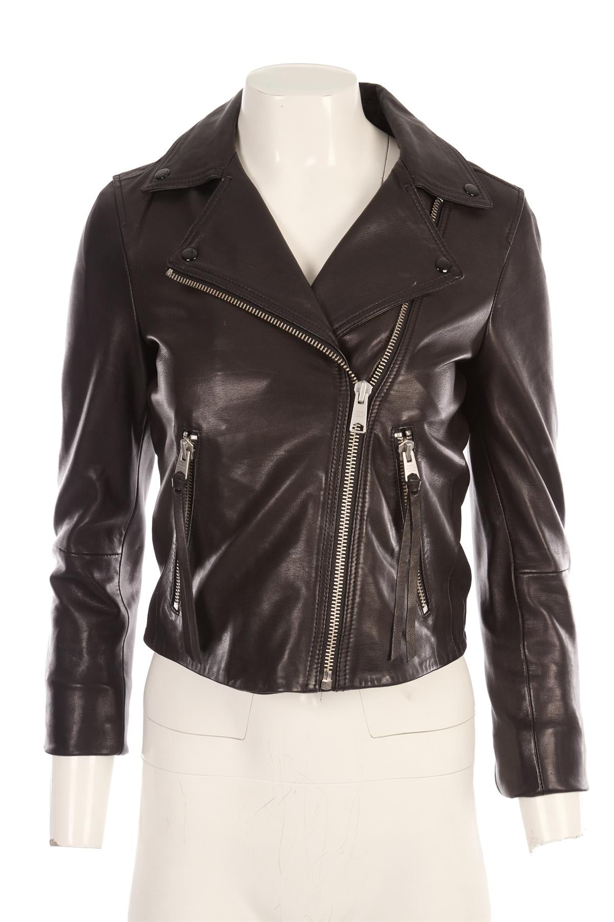 ALL SAINTS BLACK LEATHER JACKET UK 8