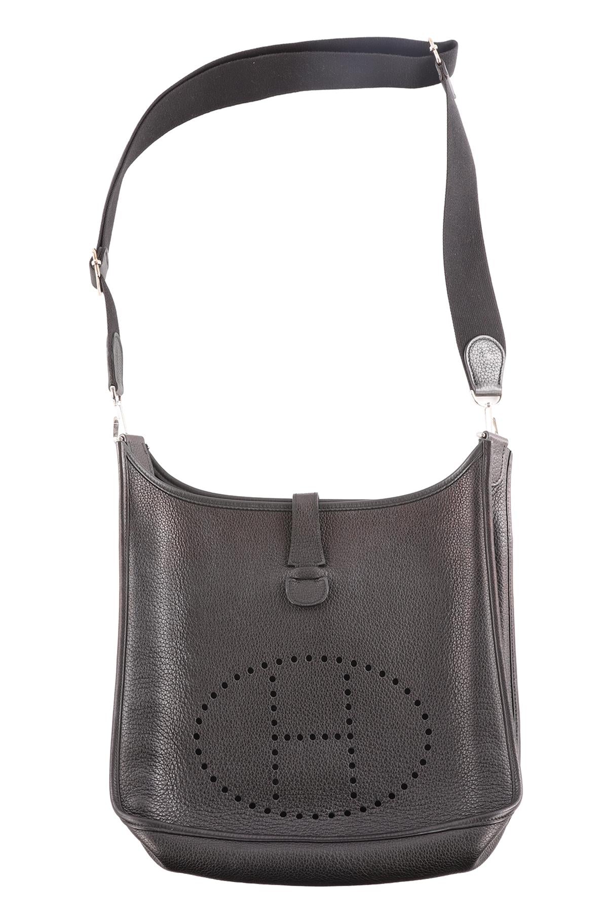 HERMÈS BLACK 2009 EVELYNE GM TOGO LEATHER SHOULDER BAG