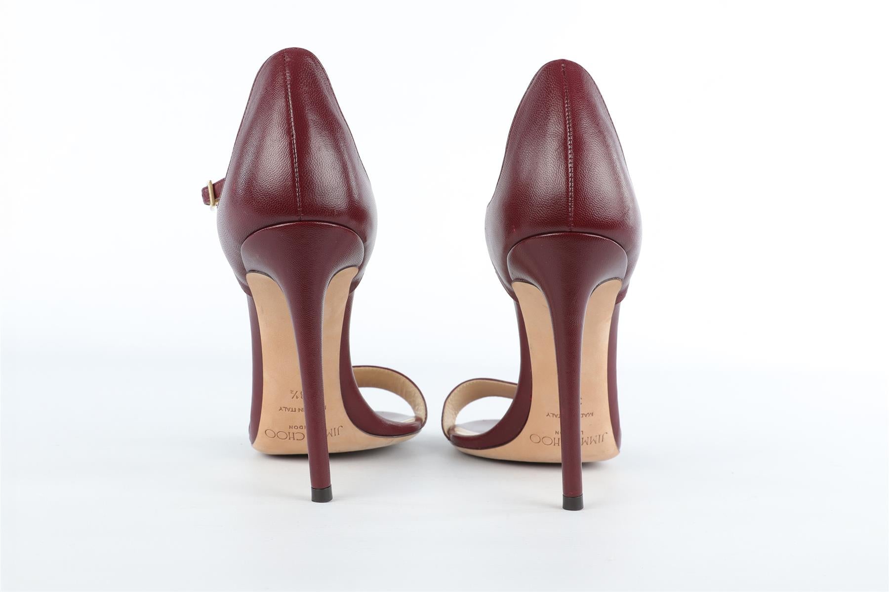 JIMMY CHOO BURGUNDY LEATHER SANDALS EU 38.5 UK 5.5 US 8.5