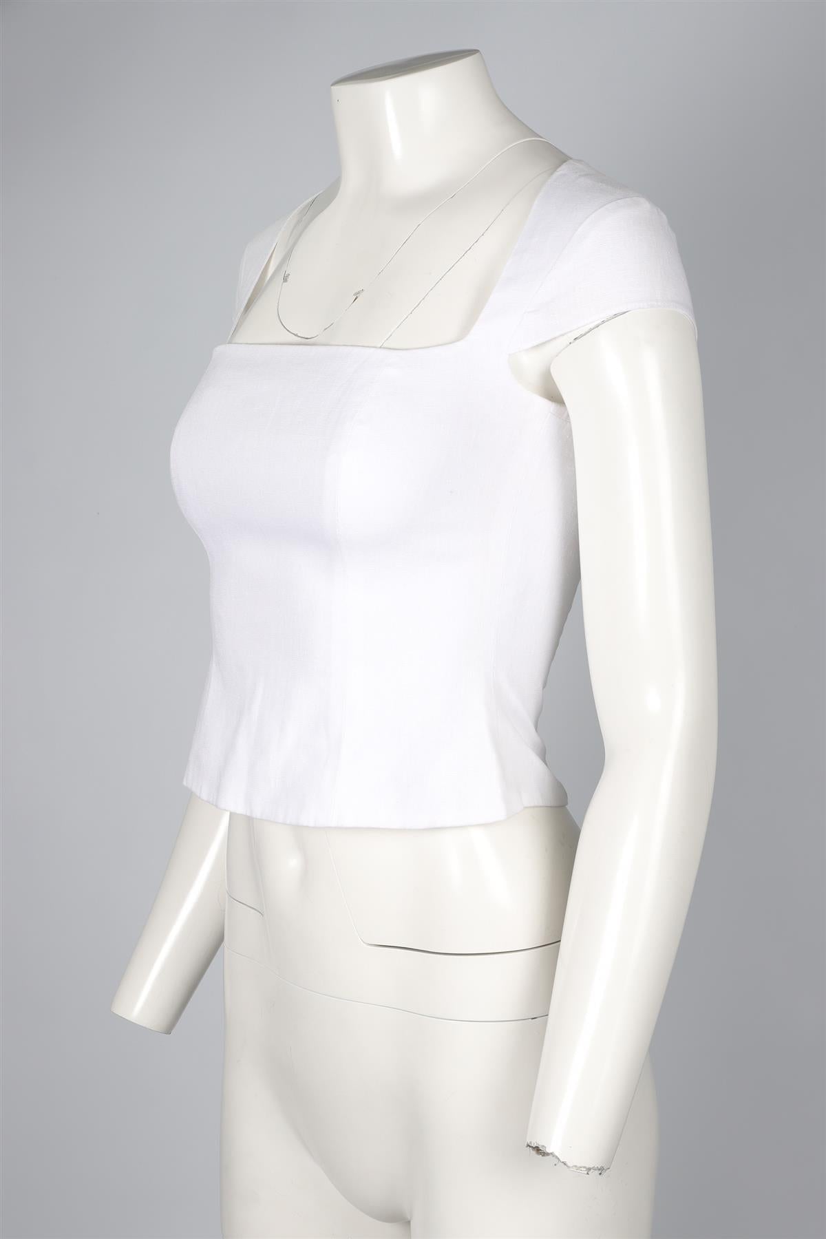 REFORMATION WHITE LINEN TOP US 0 UK 4