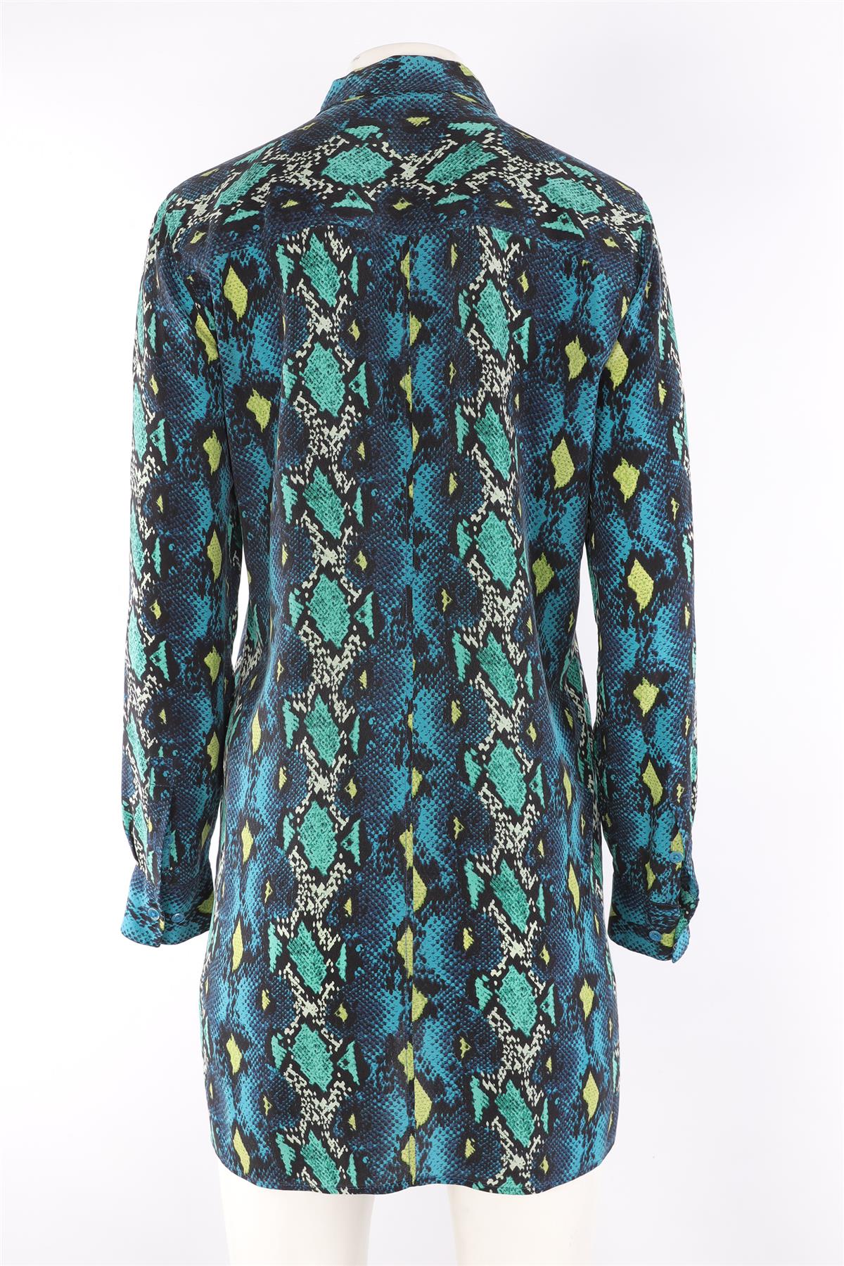 EQUIPMENT BLUE SILK MULTI MINI DRESS MEDIUM