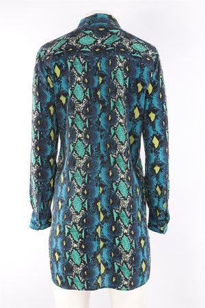 EQUIPMENT BLUE SILK MULTI MINI DRESS MEDIUM