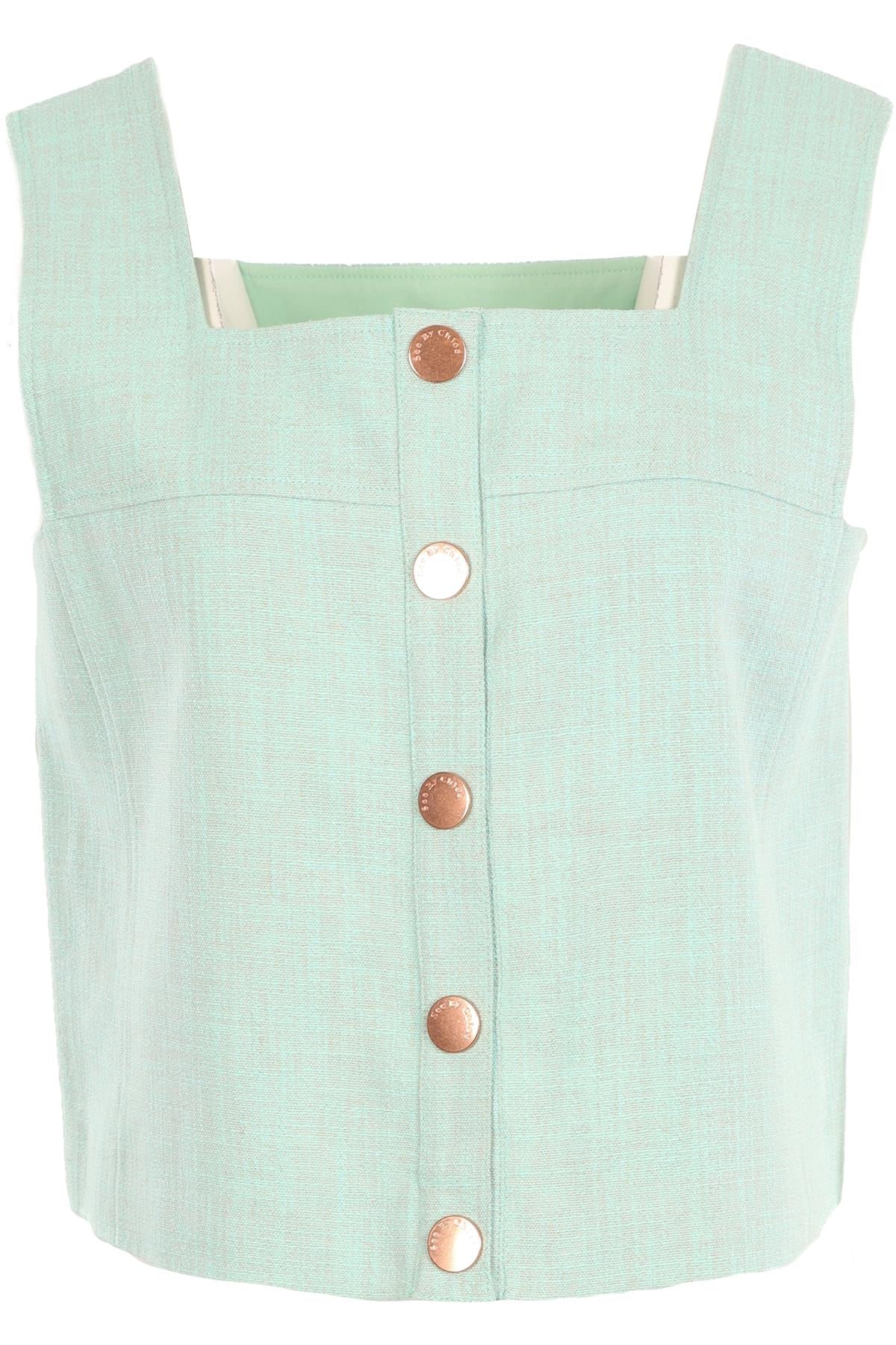 SEE BY CHLOÉ BLUE COTTON TOP FR 40