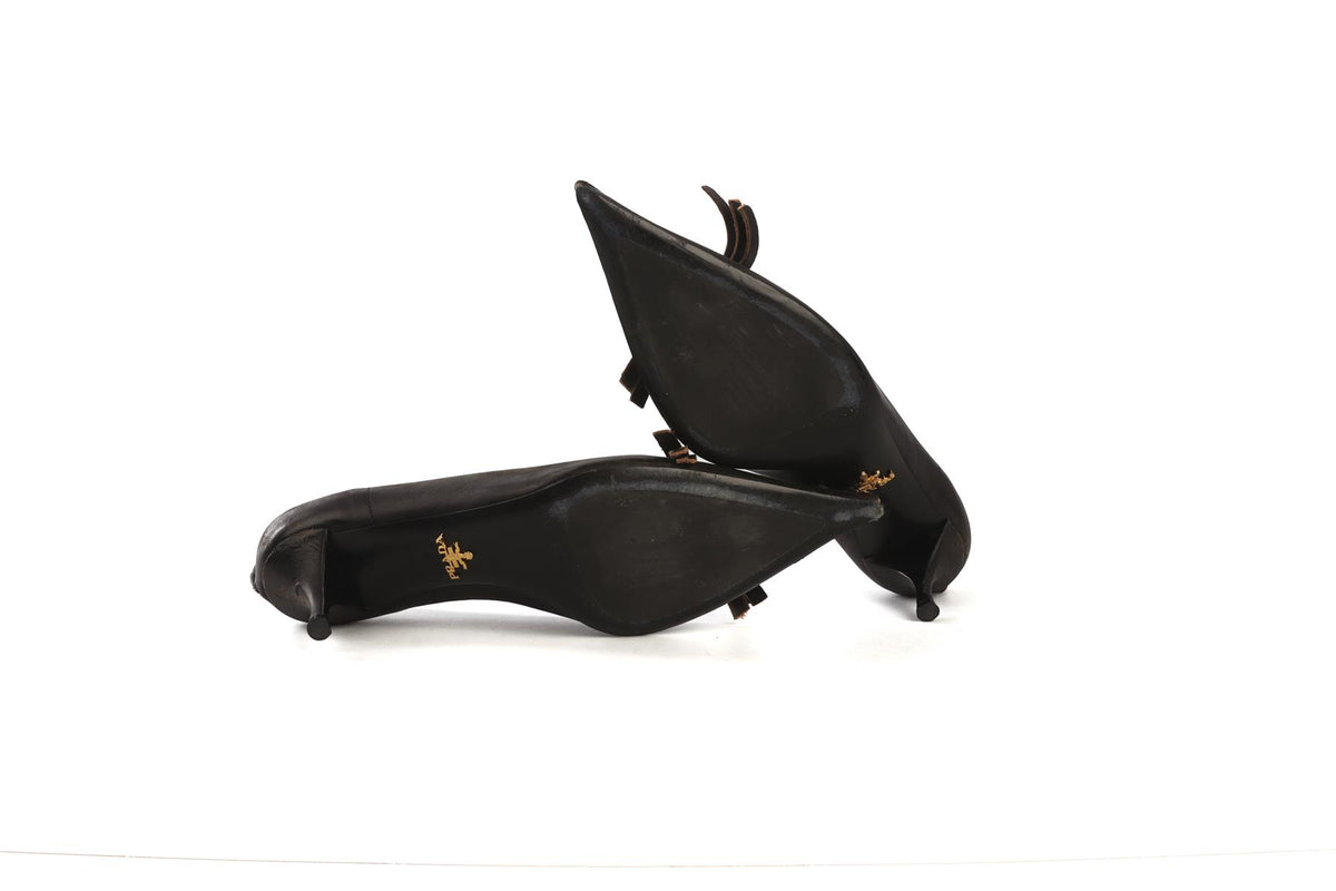 PRADA BLACK 2025 LEATHER PUMPS EU 39 UK 6 US 9