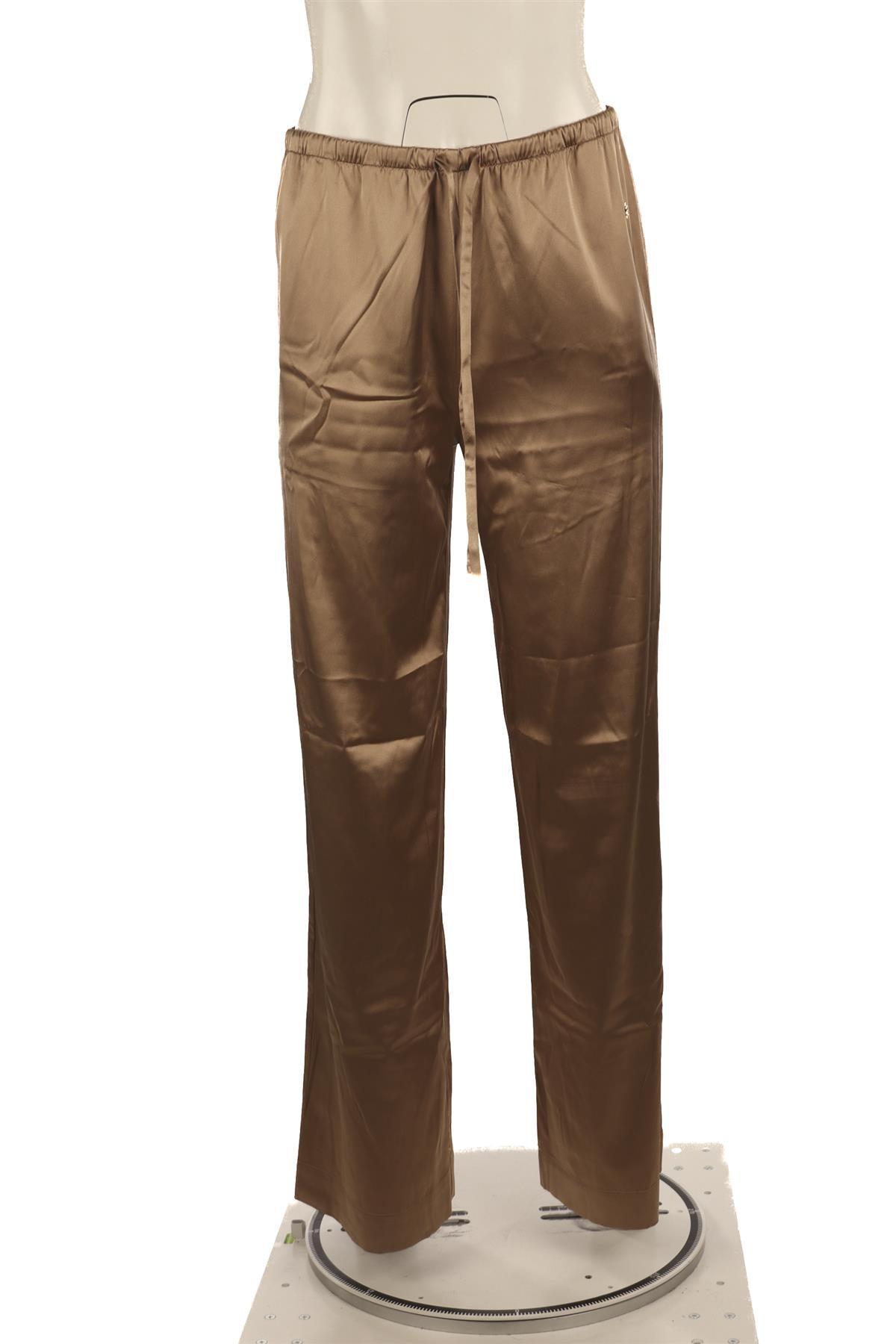 ETERNE BROWN SILK STRAIGHT LEG PANTS XSMALL-SMALL