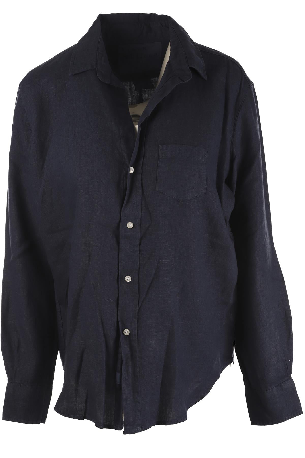FRANK & EILEEN NAVY LINEN SHIRT SMALL