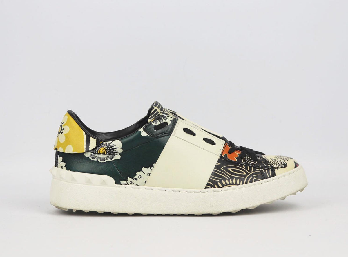 VALENTINO GARAVANI FLORAL PRINTED LEATHER SNEAKERS EU 38.5 UK 5.5 US 8.5