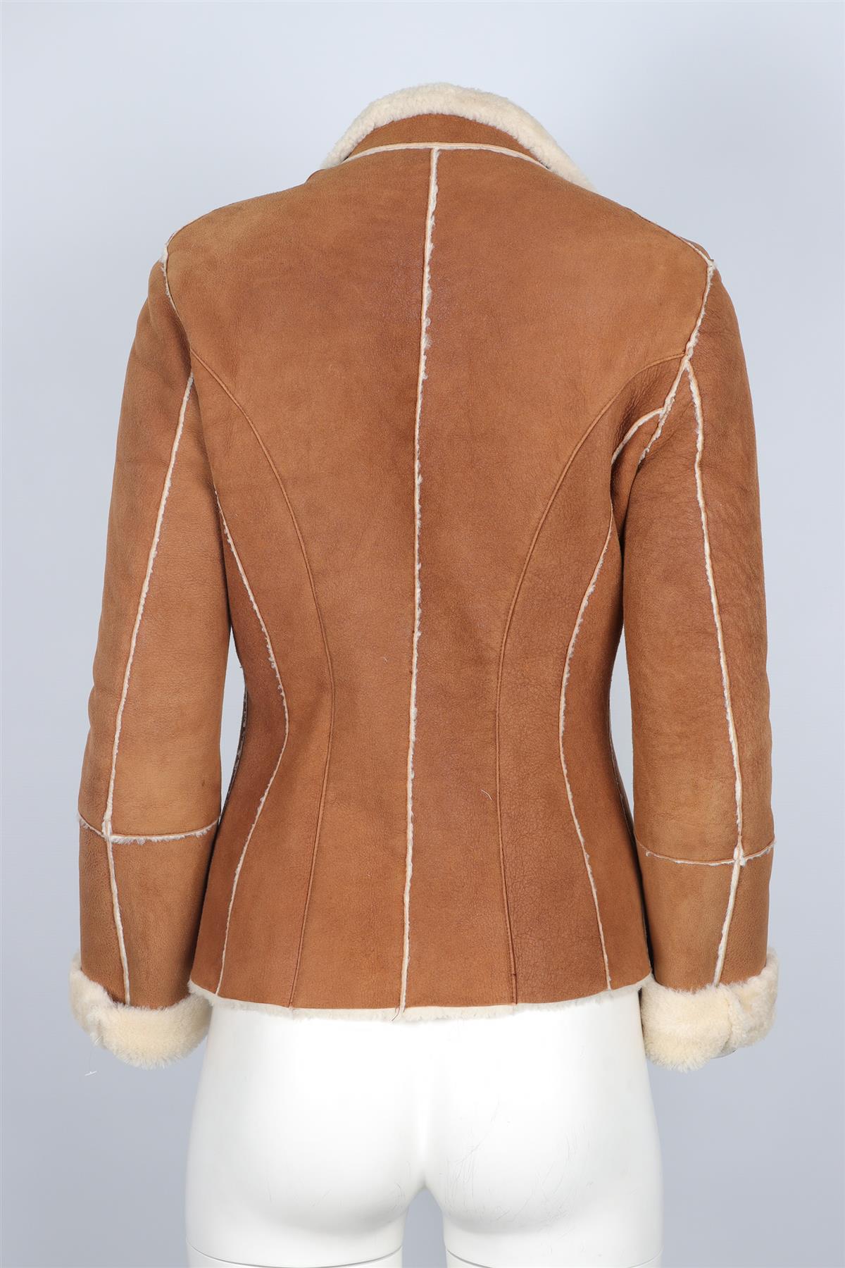 BRUNELLO CUCINELLI BROWN SHEARLING AND SUEDE JACKET IT 40 UK 8