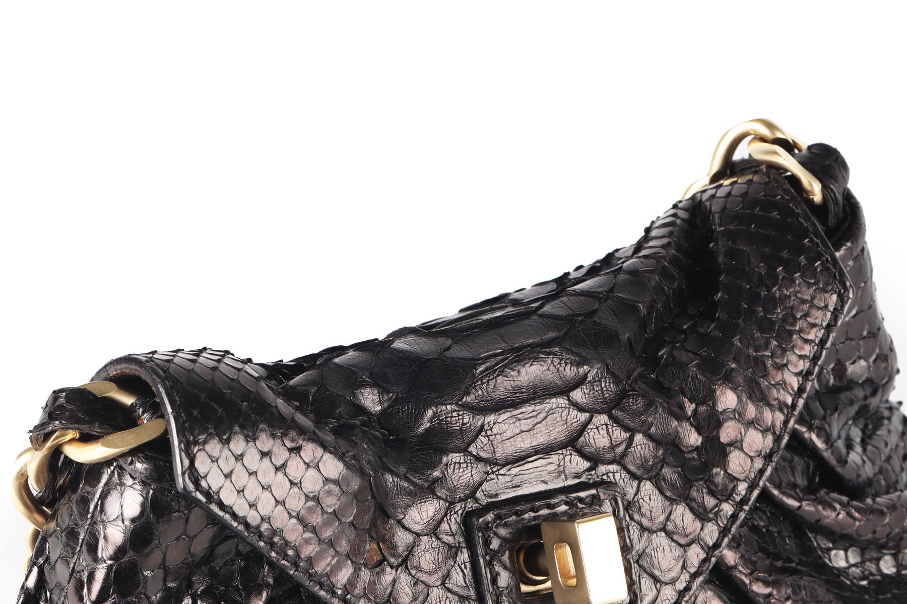 ZAGLIANI BLACK PYTHON SHOULDER BAG