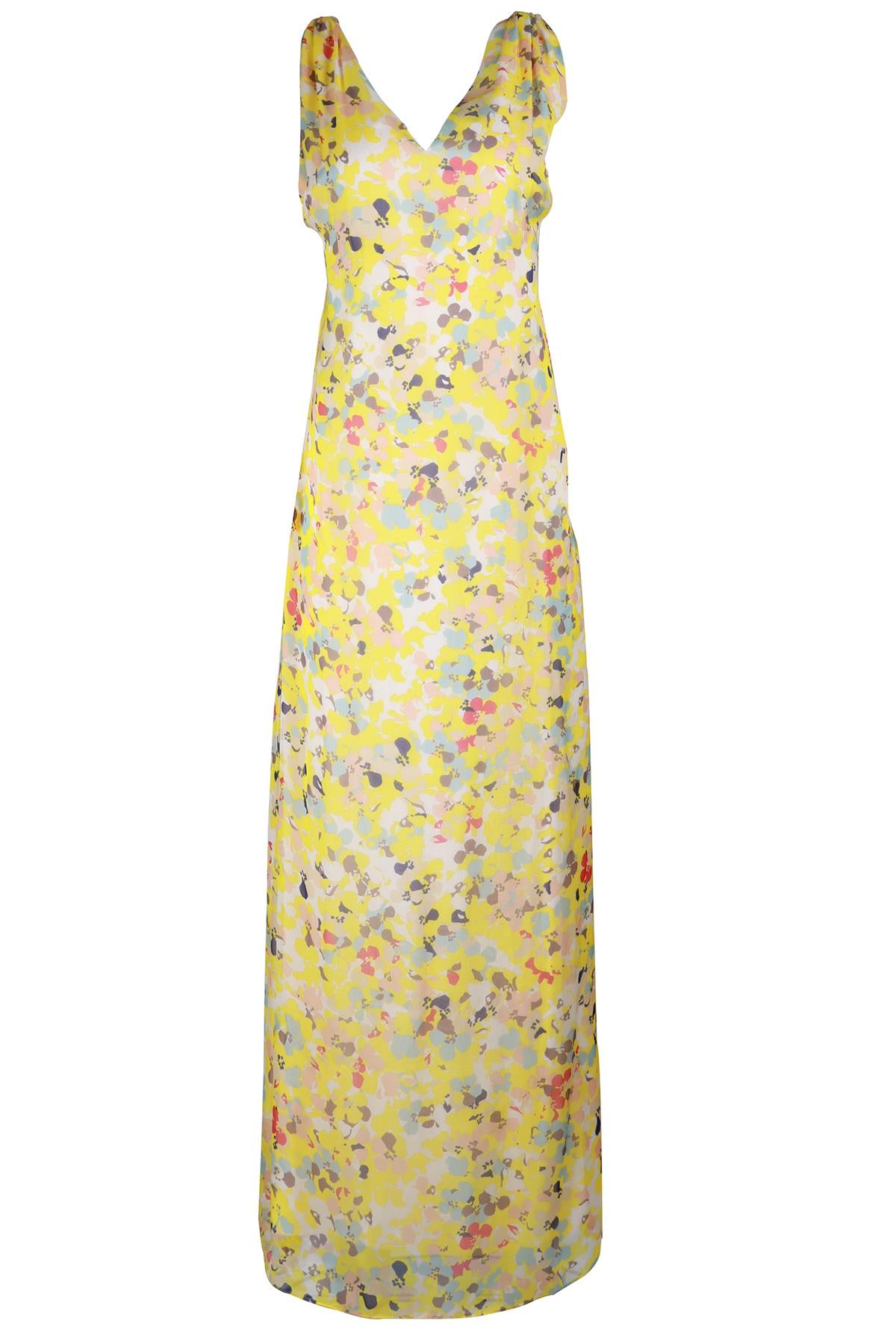 ADAM LIPPES YELLOW SILK MAXI DRESS UK 12
