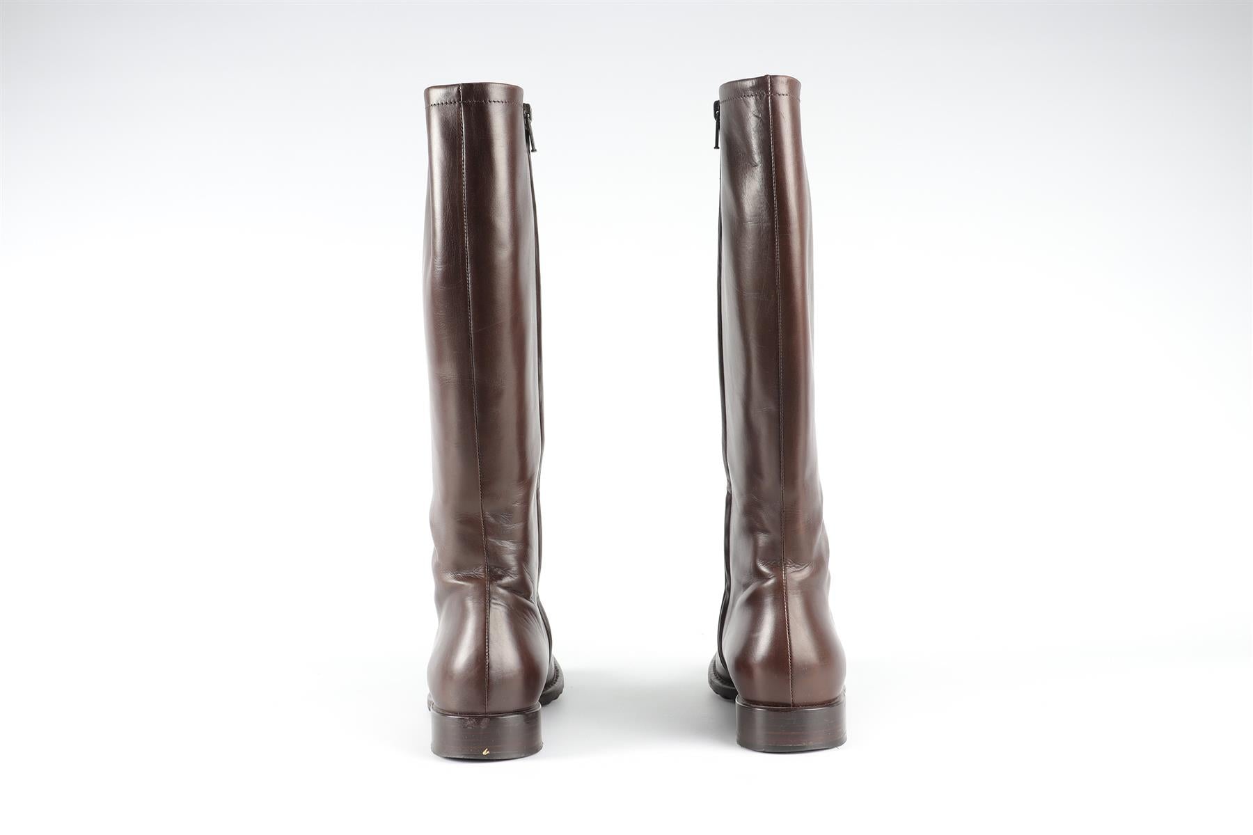 JIL SANDER BROWN LEATHER KNEE HIGH BOOTS EU 38.5 UK 5.5 US 8.5