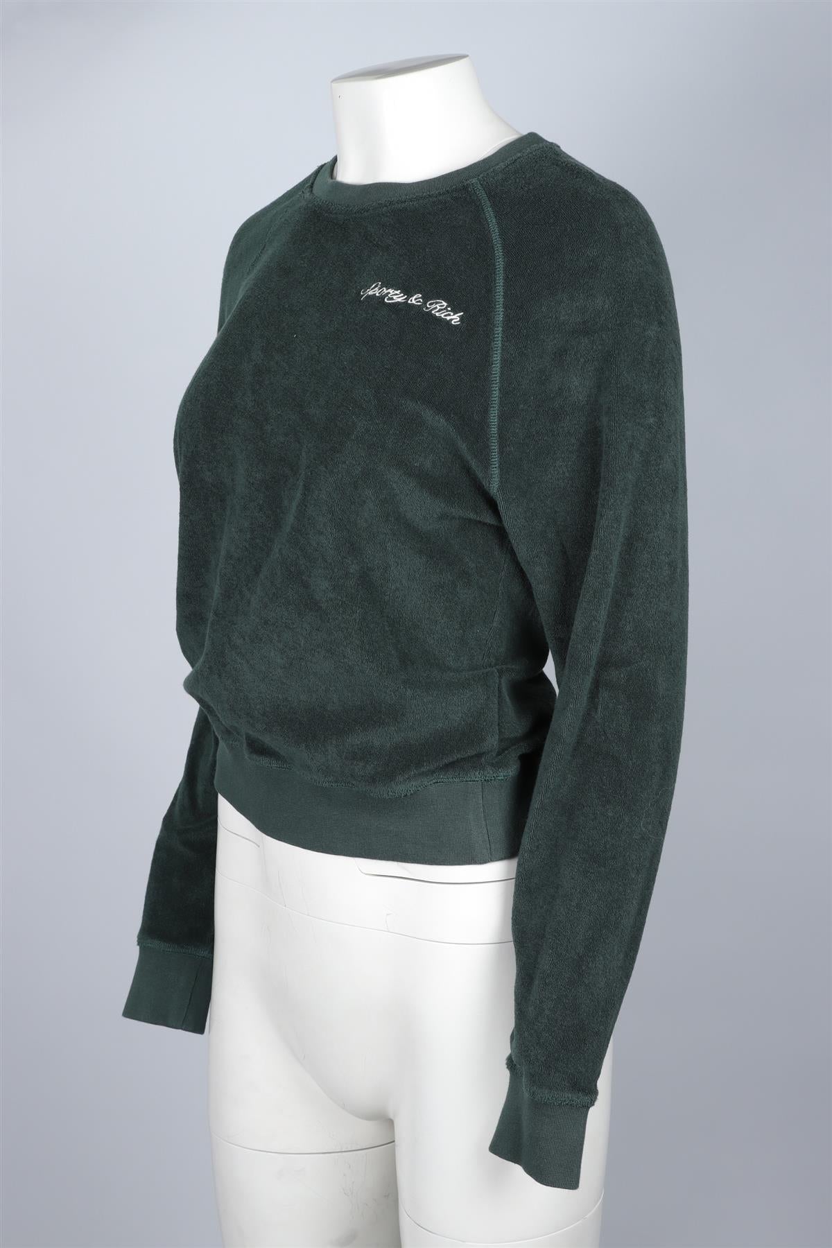SPORTY & RICH GREEN COTTON SWEATSHIRT XSMALL