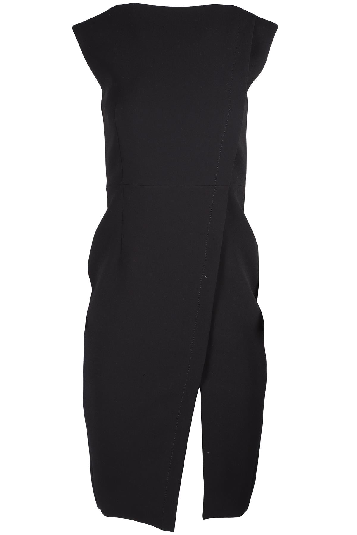 BALENCIAGA BLACK CREPE MIDI DRESS FR 36 UK 8