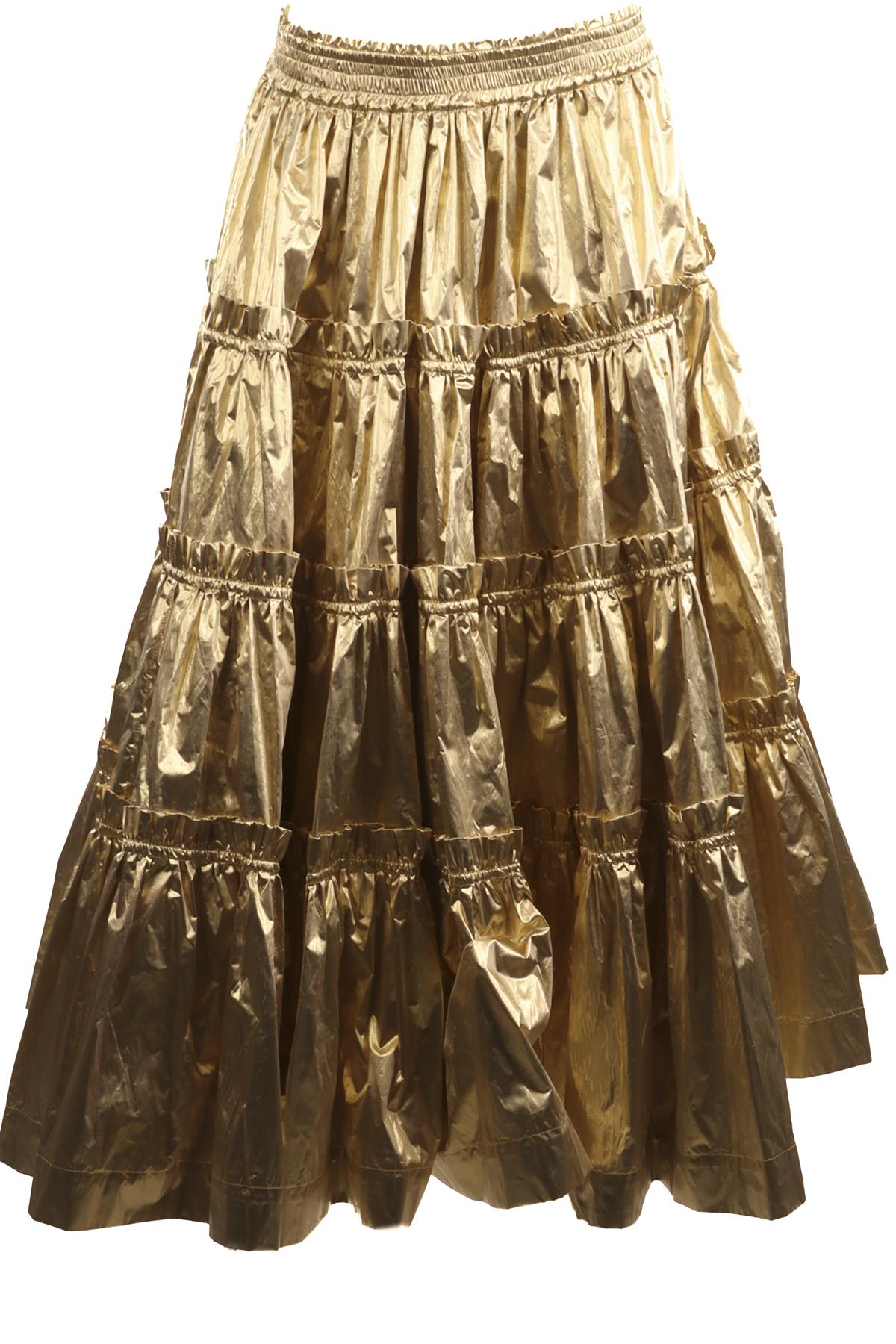 MOLLY GODDARD GOLD LUREX MAXI SKIRT UK 8